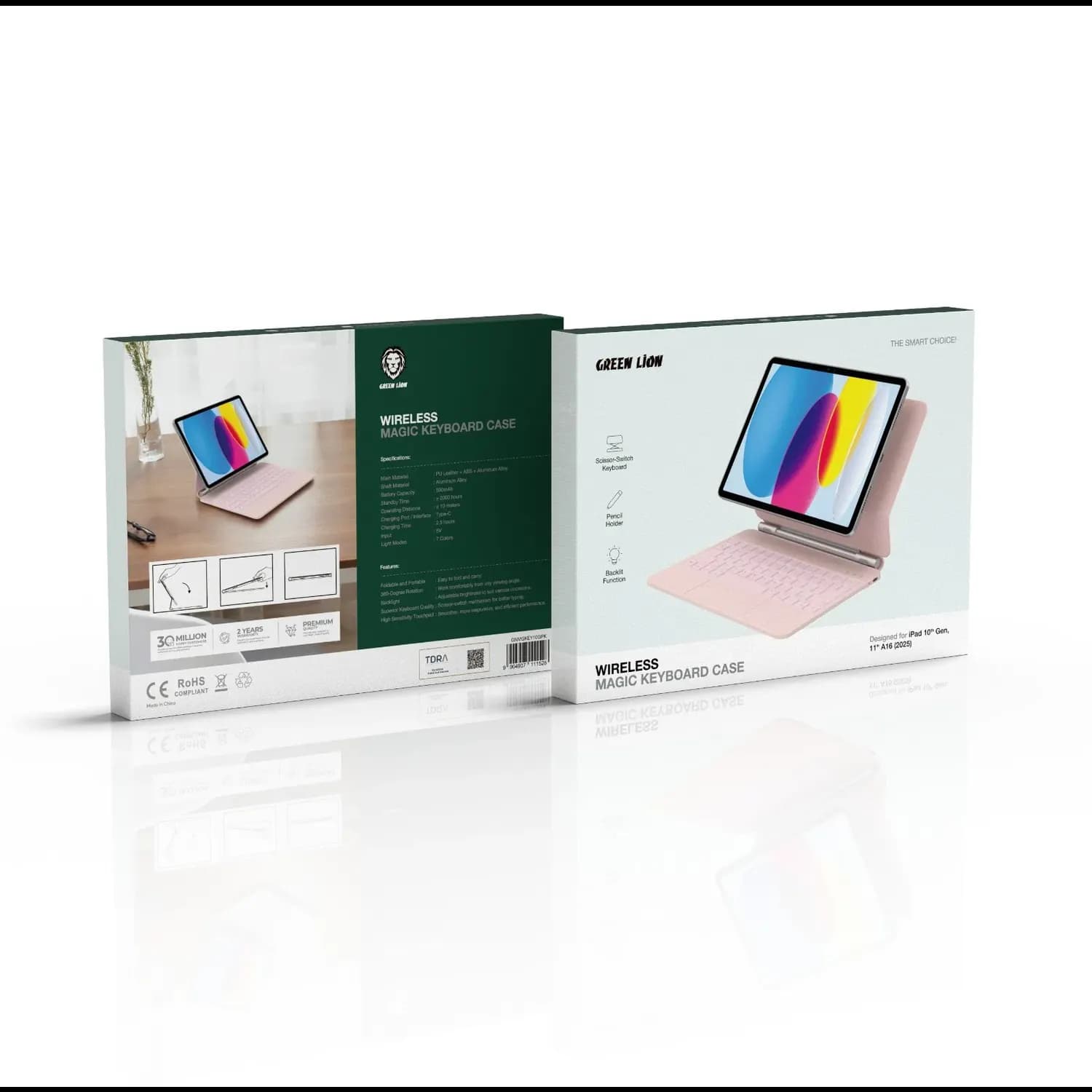 GREEN LION Wireless Magic Keyboard - Touchpad, Foldable, Pink 3