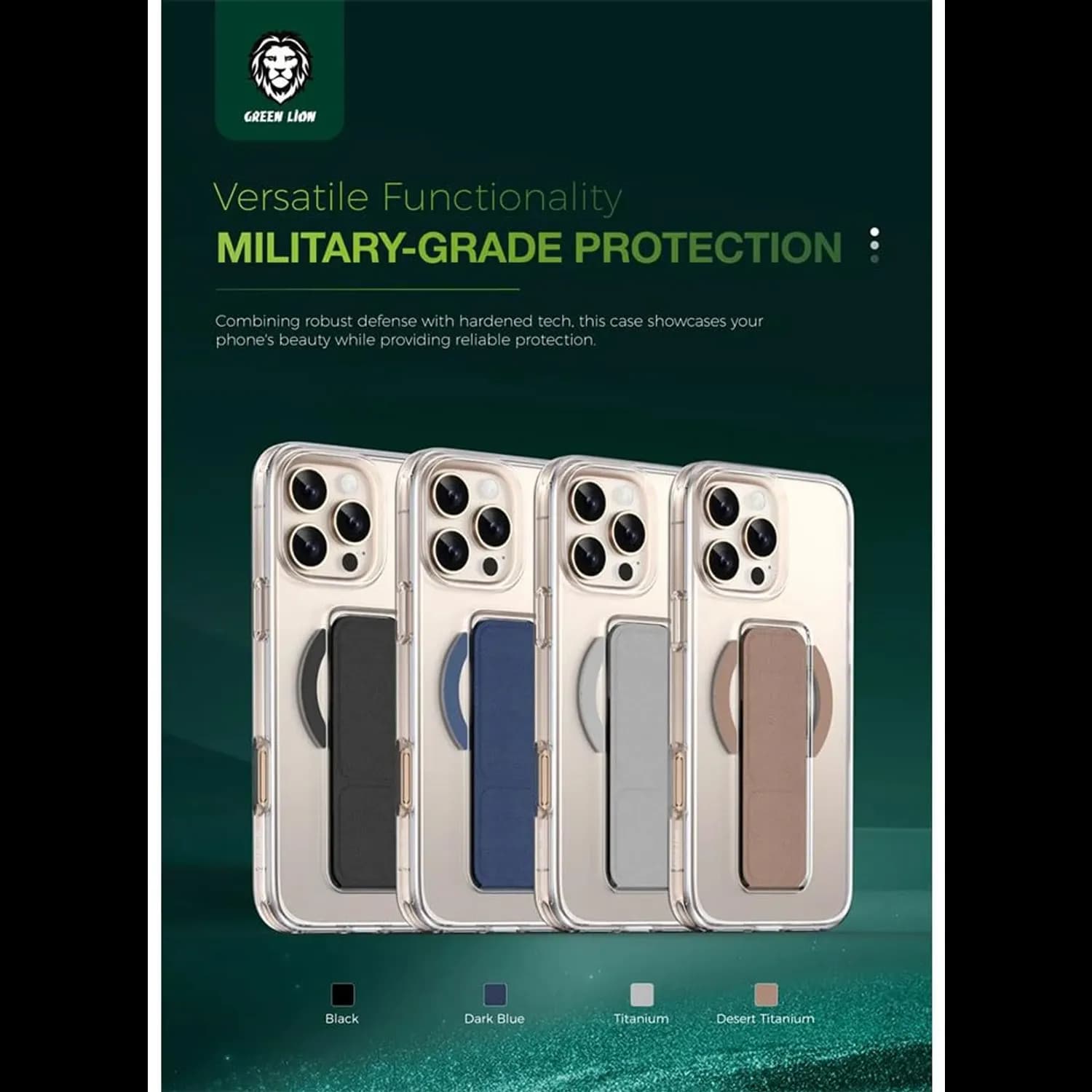 Green Lion iPhone 16 Pro Case - Magnetic Snap, Leather Grip, Grey — Black 5