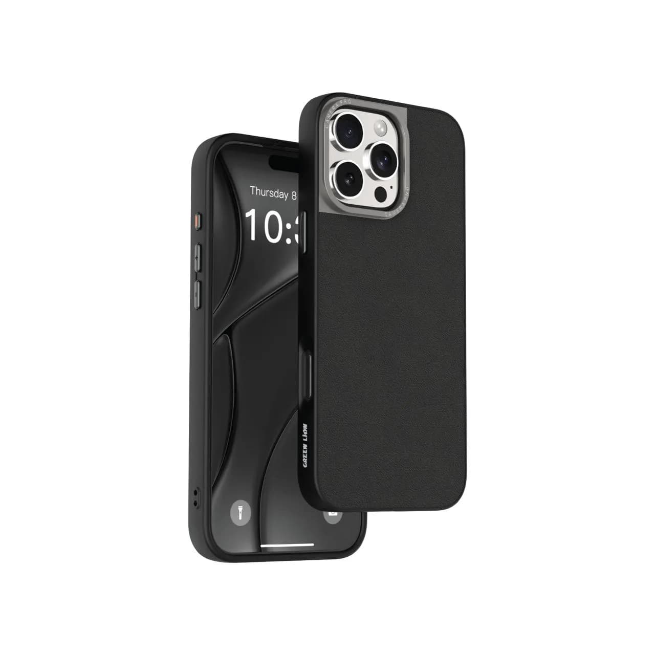 Green Lion Leather Case Compatible with MagSafe iPhone 16 Pro - Black 2