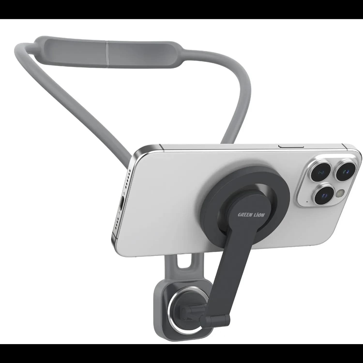 Green Lion Neck Phone Holder - MagSafe Compatible, Gray 1