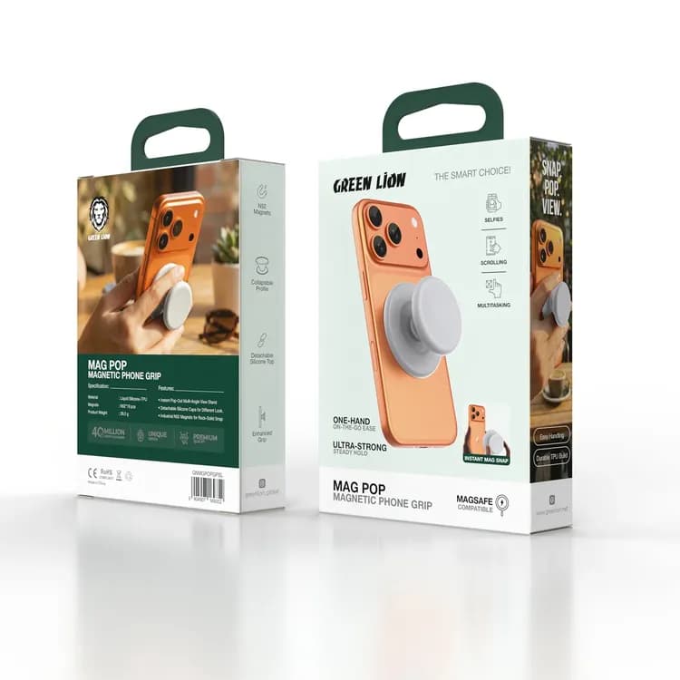 Green Lion Magnetic Phone Grip - Multi-Angle Kickstand, Silver — Silver 7