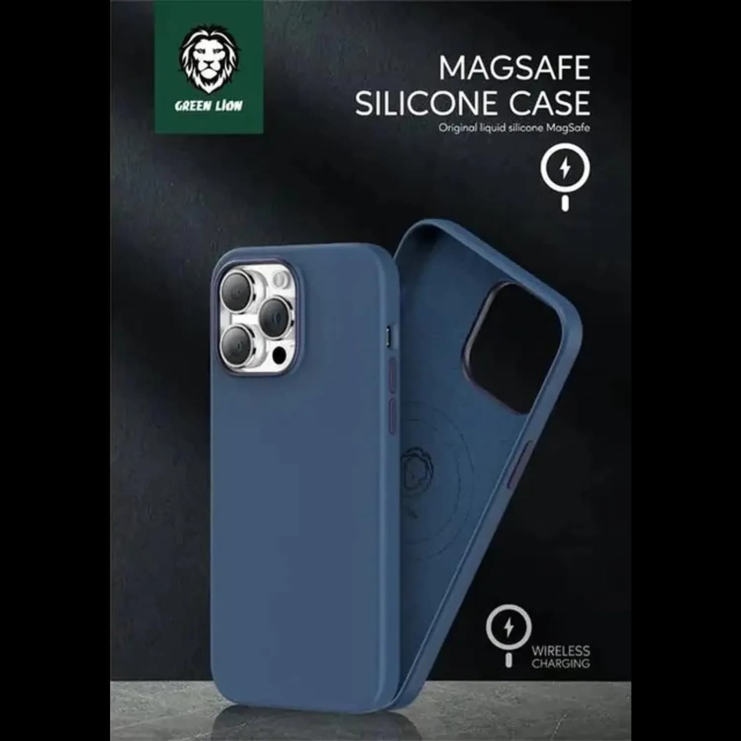 Green Lion Silicone Case iPhone 14 Pro Max - MagSafe Compatible, Blue 2