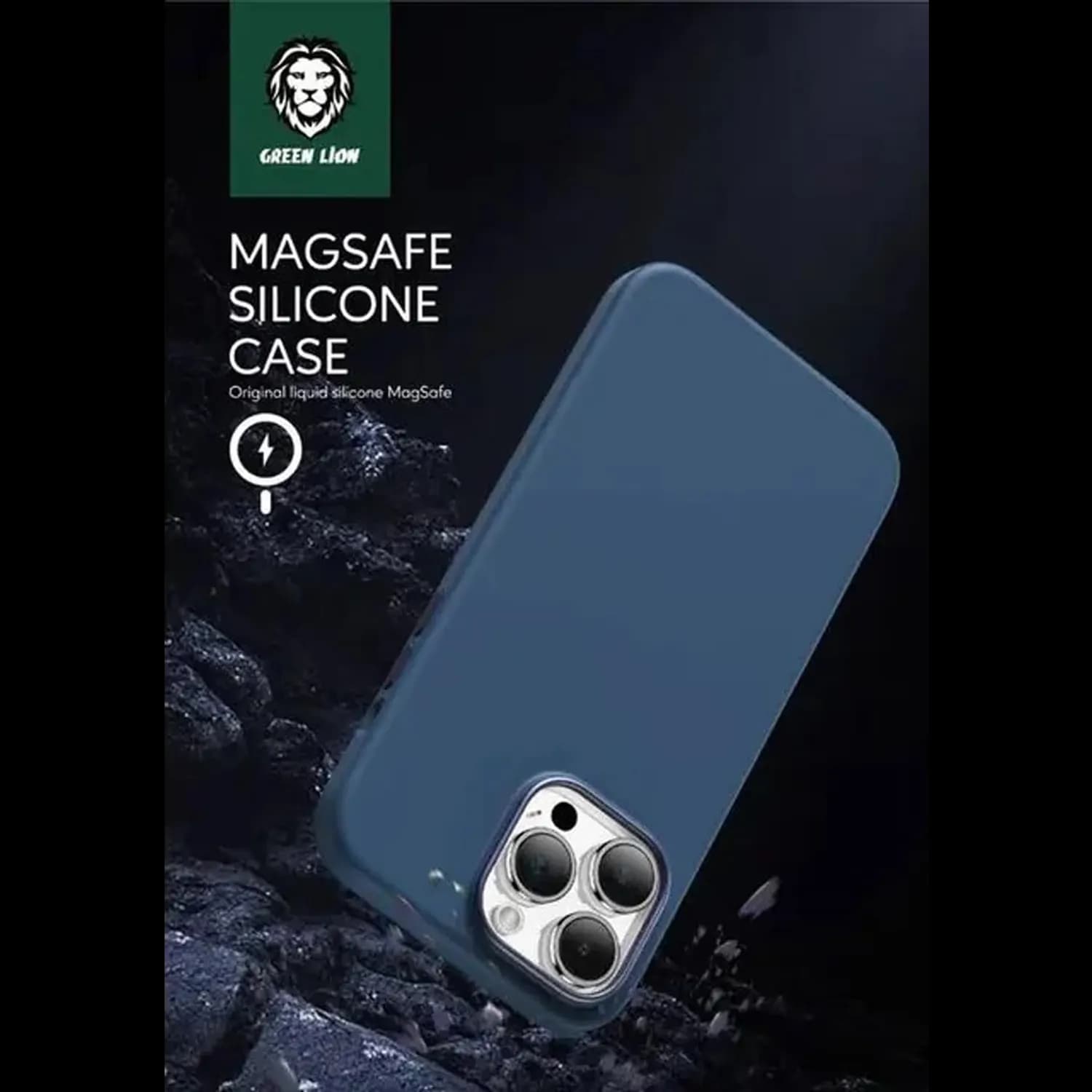 Green Lion Silicone Case iPhone 14 Pro Max - MagSafe Compatible, Blue 3