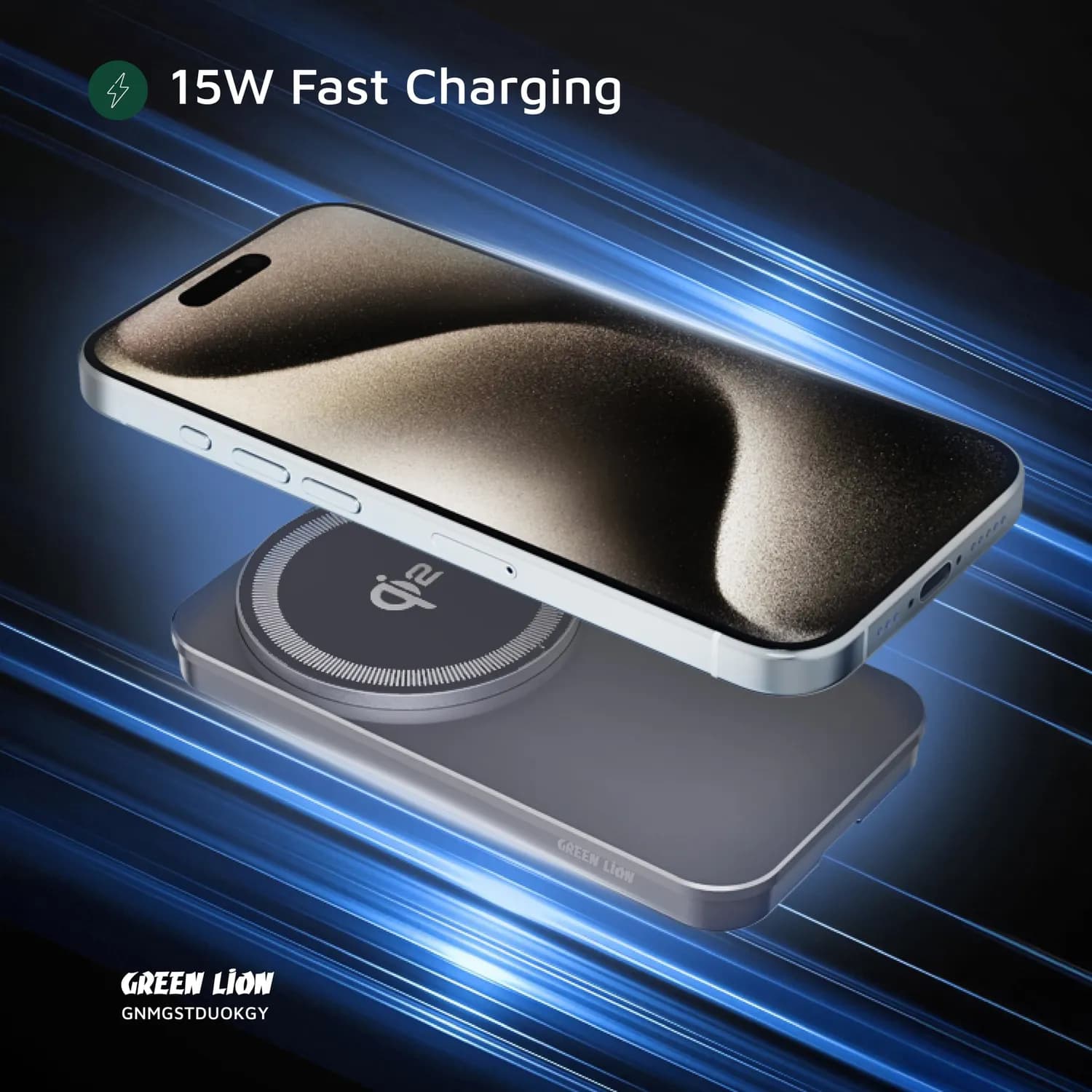 Green Lion MagStand Duo Wireless Charger - Foldable Kickstand, Grey 3