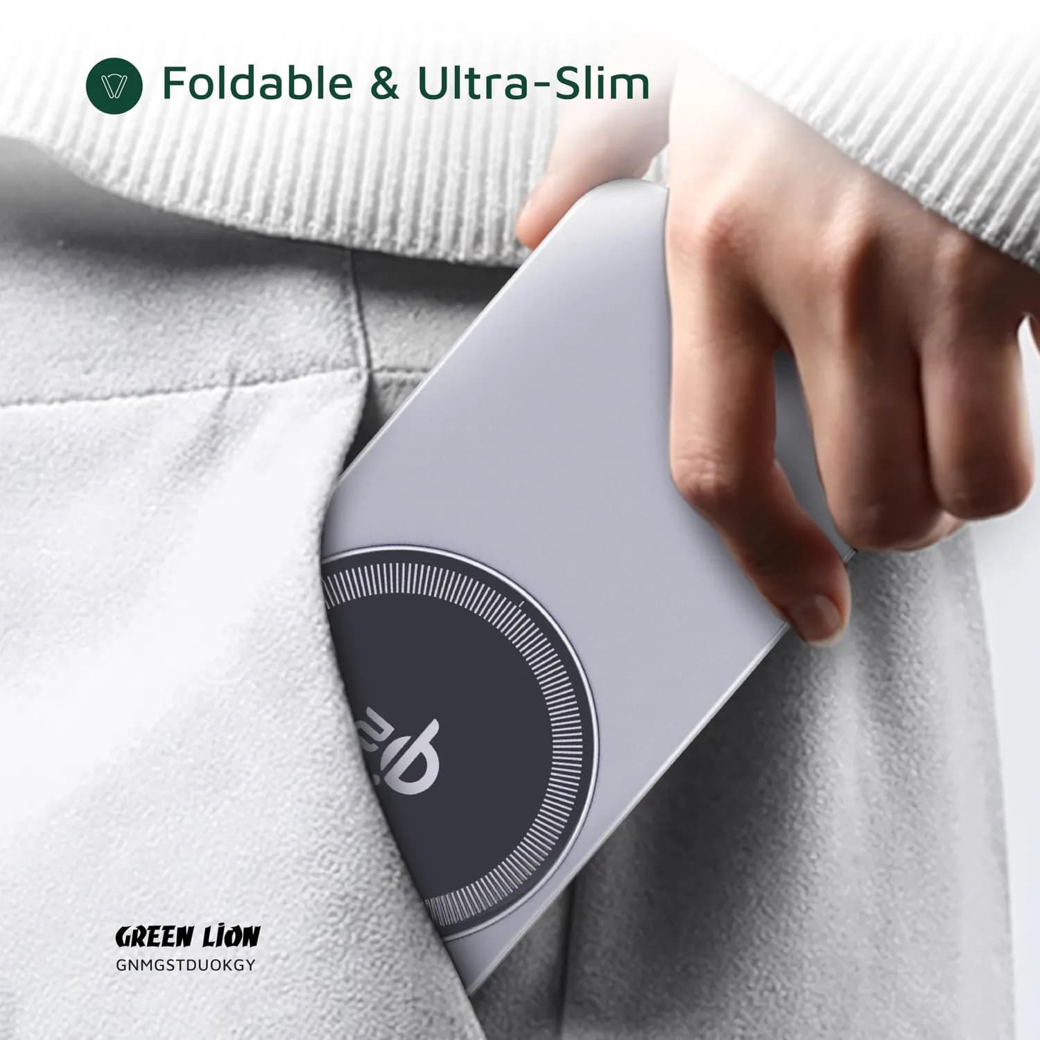 Green Lion MagStand Duo Wireless Charger - Foldable Kickstand, Grey 5
