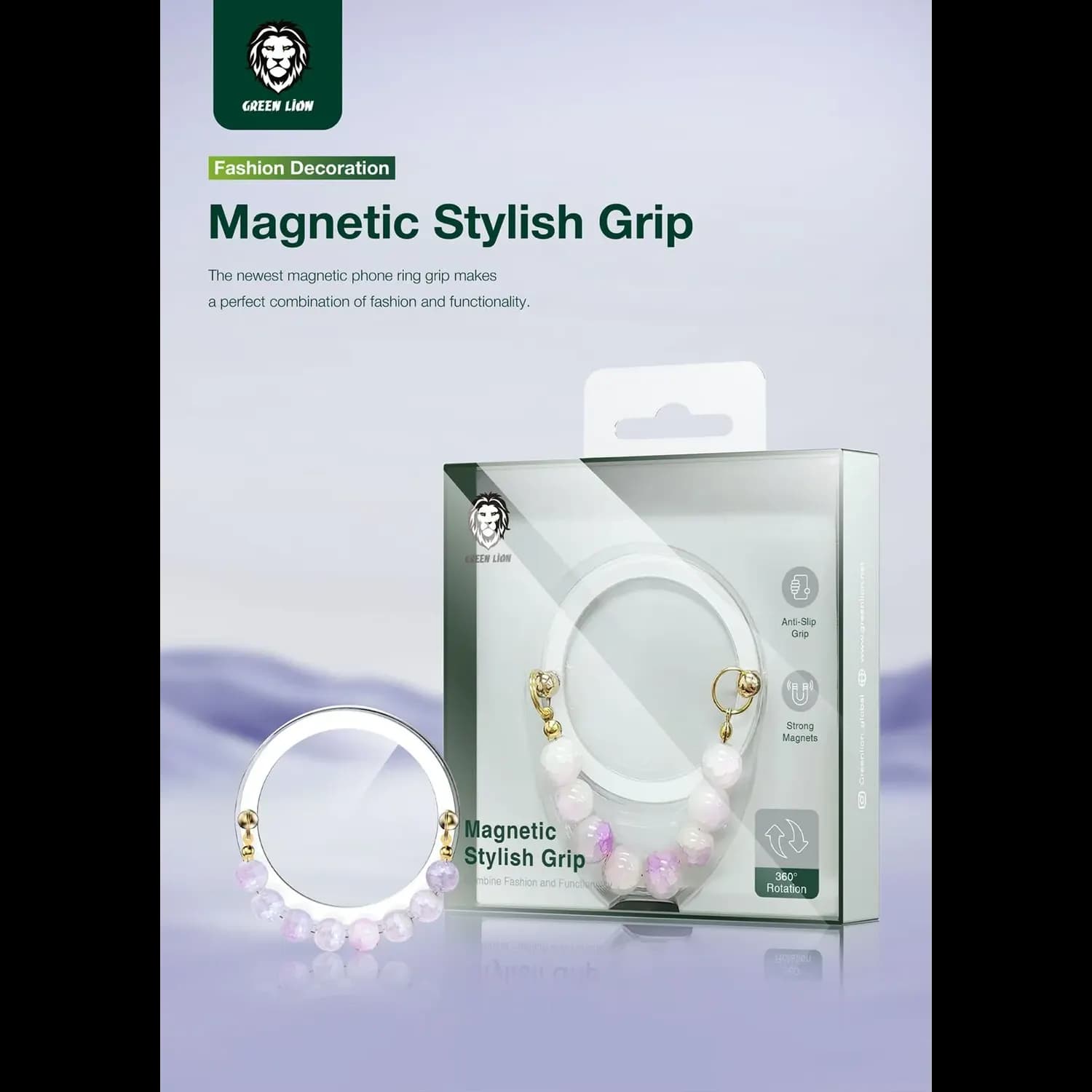 Green Lion Magnetic Stylish Grip - Anti-Drop, Pink — Grey 5