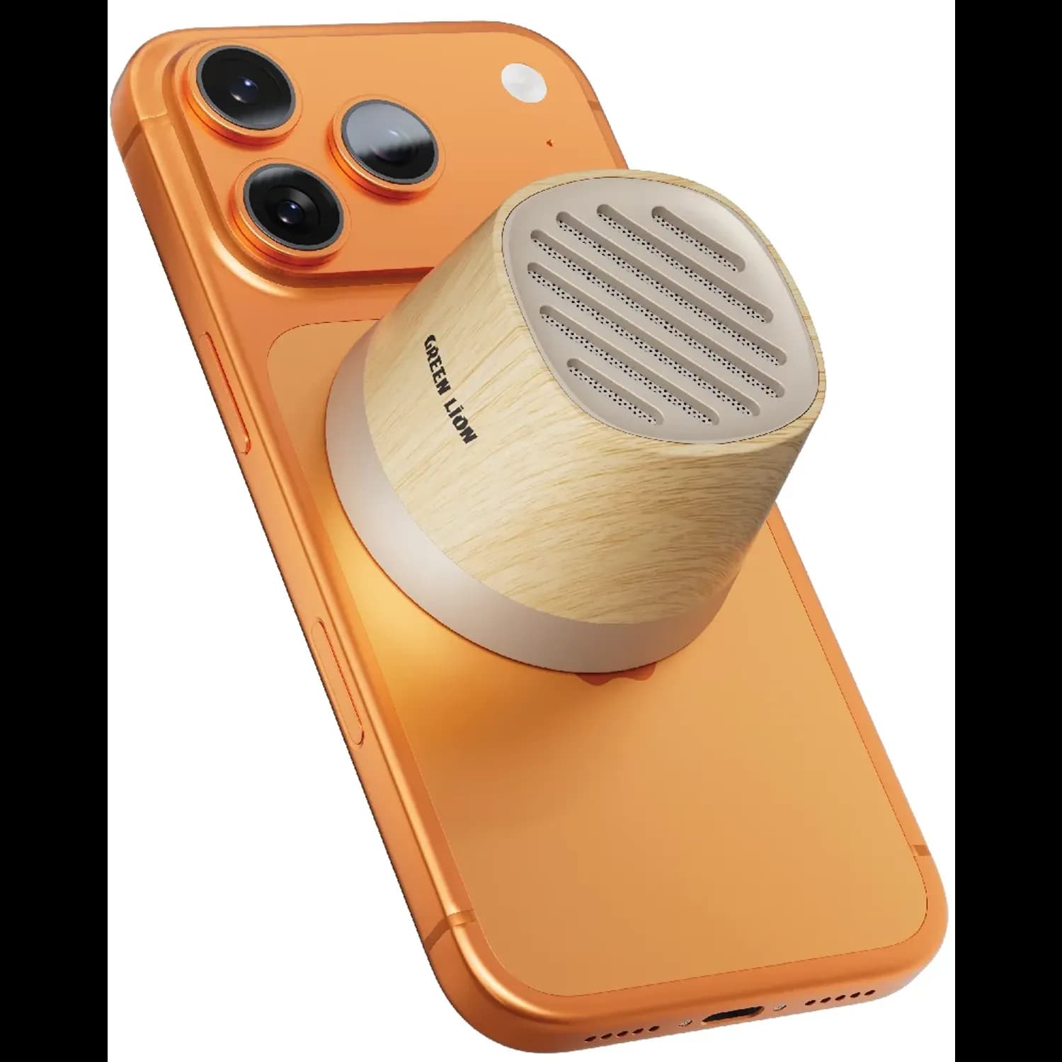 GREEN LION Mini Speaker & Wireless Charger - Magsafe Compatible, Light Wood — Rosewood 2