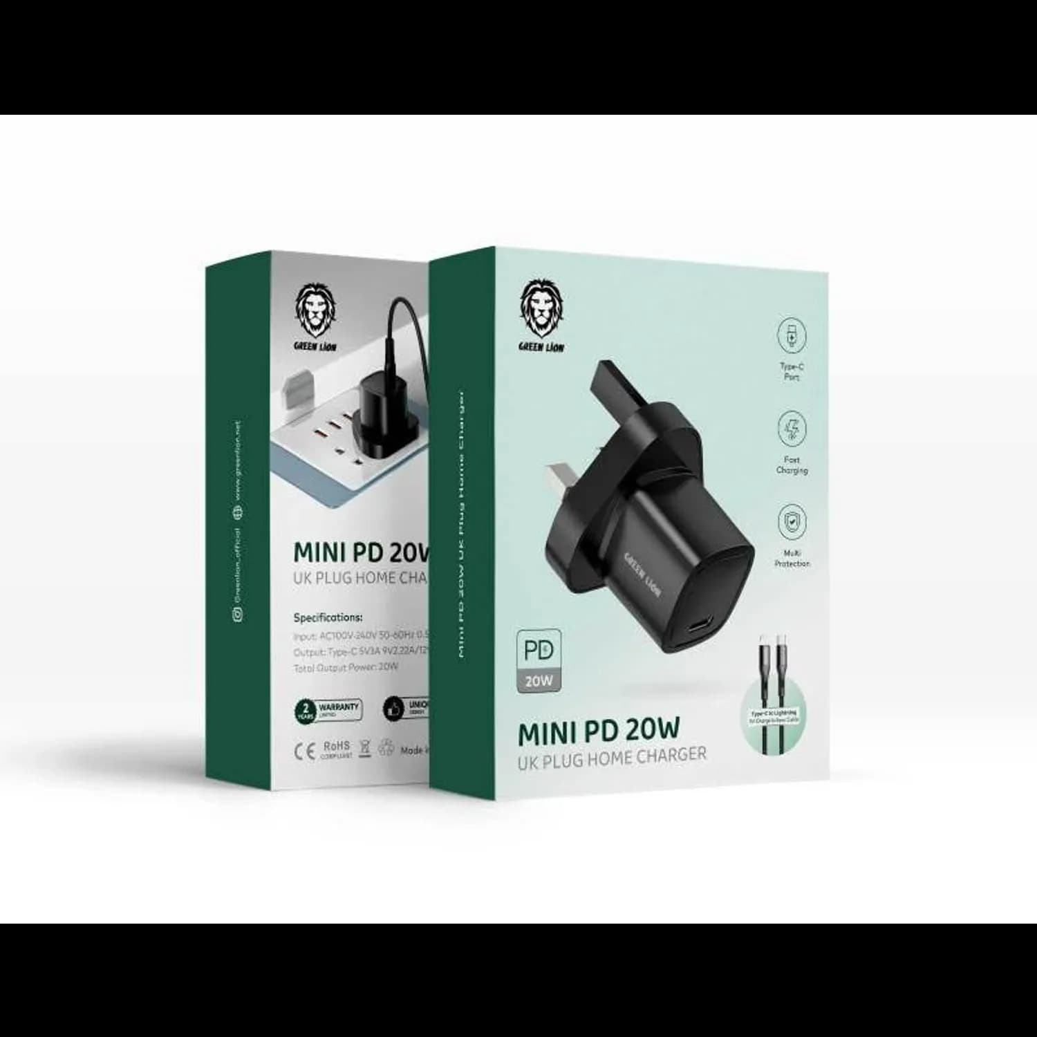 Green Lion Mini PD 20W Charger - Type-C, Black 2