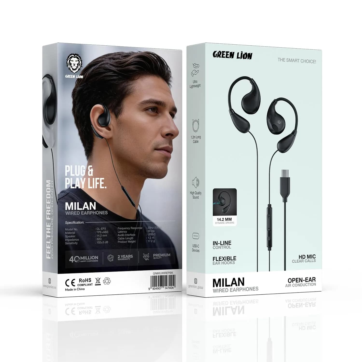 Green Lion Earphones Milan Wired - Type-C, Black 4