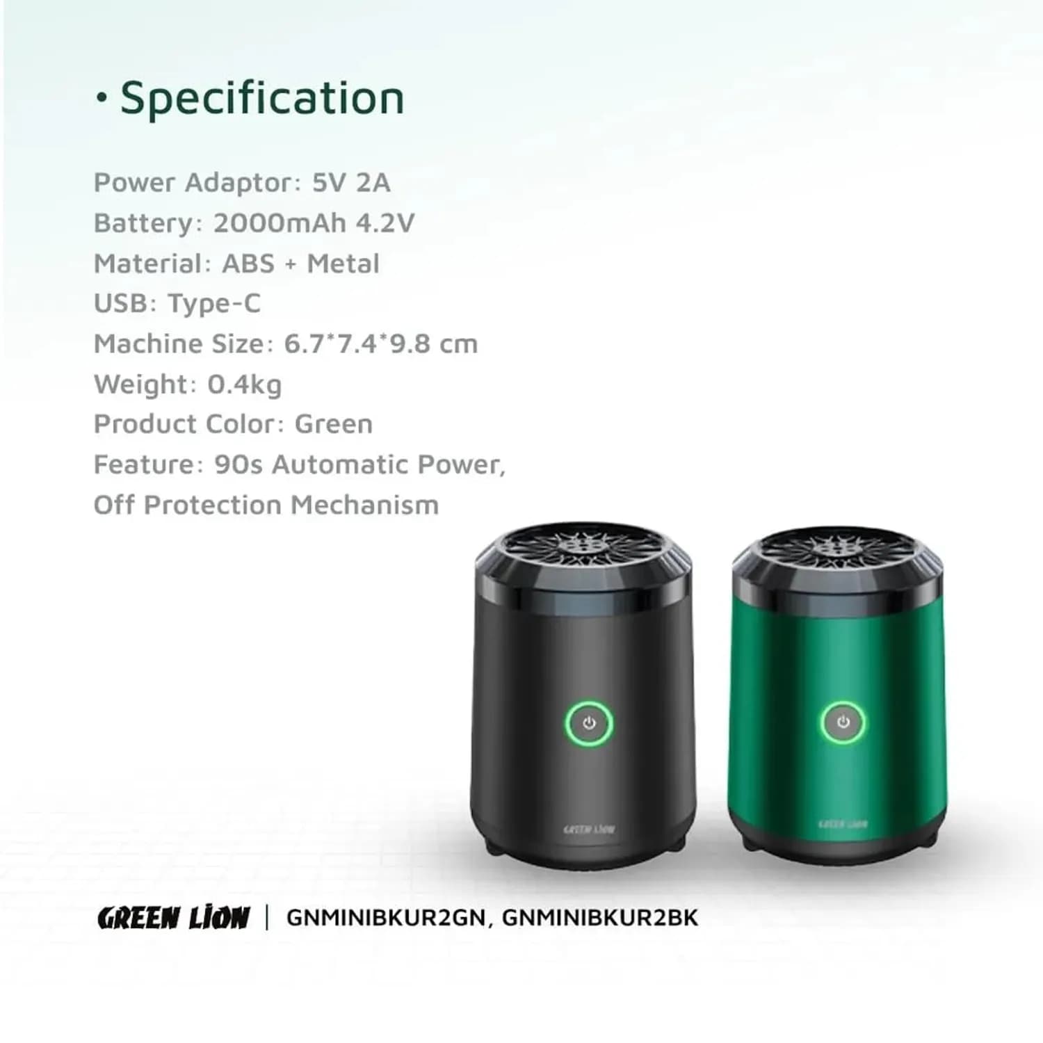Green Lion Mini Bakhour 2 Incense Burner - Auto Off, Type-C Charging, Green 3