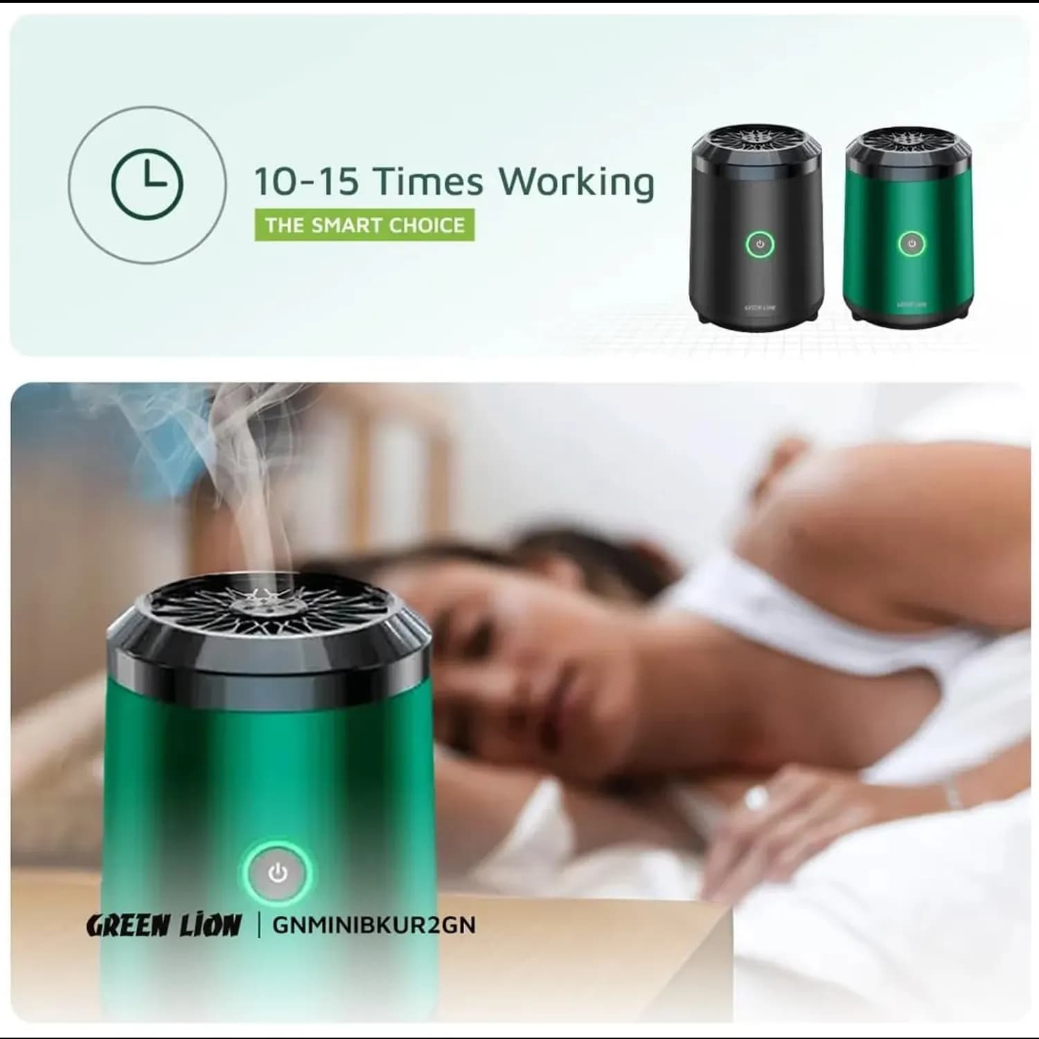 Green Lion Mini Bakhour 2 Incense Burner - Auto Off, Type-C Charging, Green 4