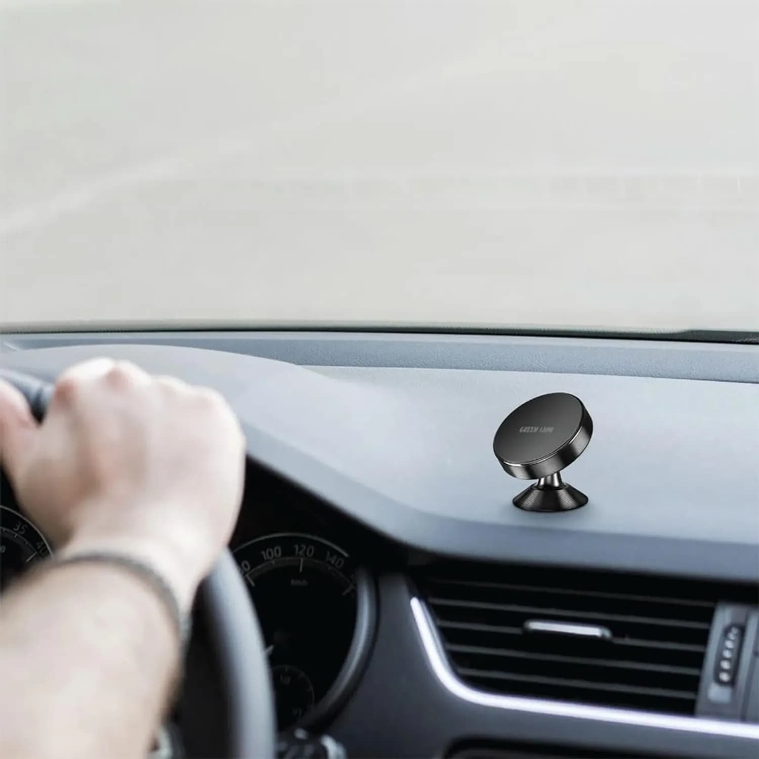 Green Lion Mini Car Phone Holder - Zinc Alloy, 360° Rotation, Lite Black 2