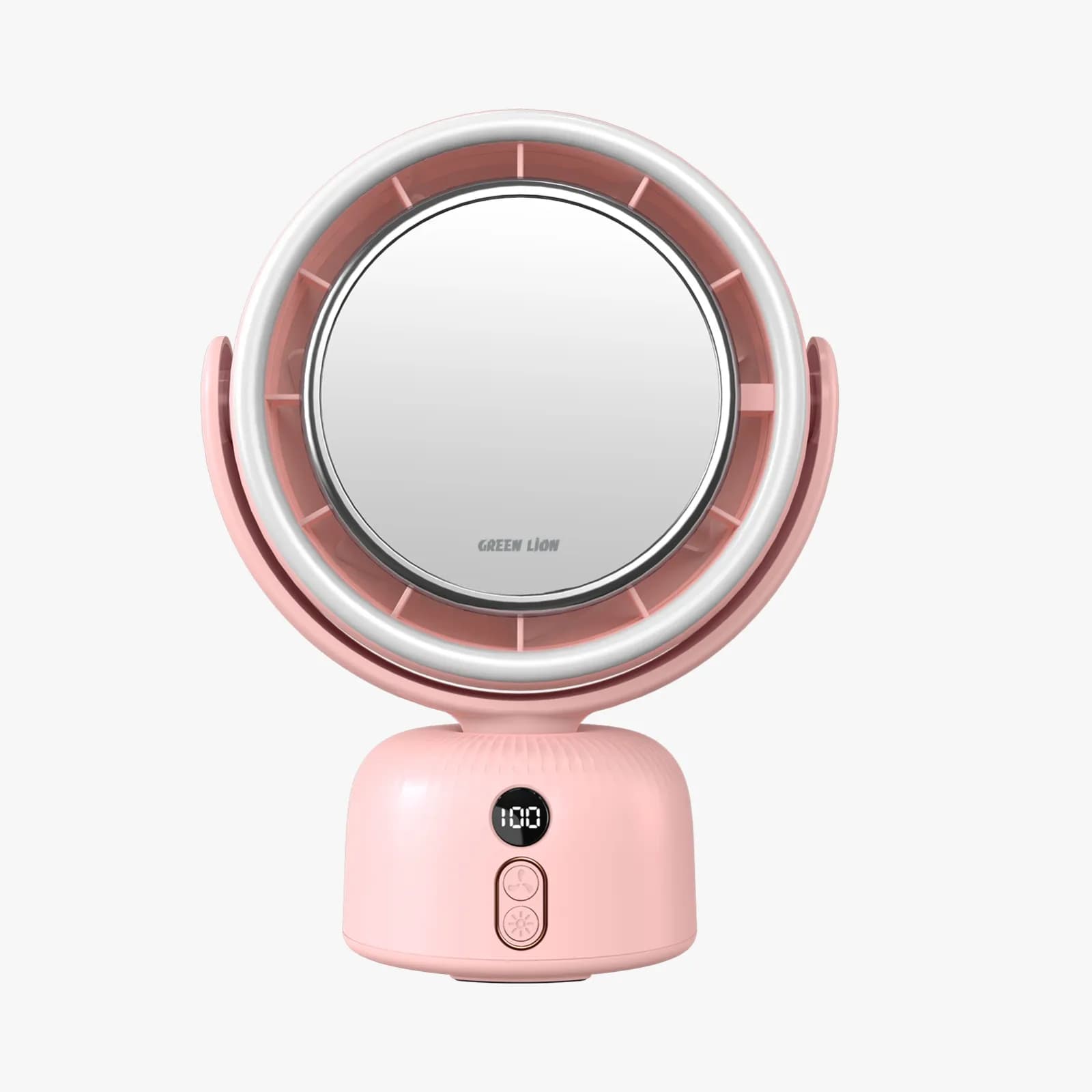 Green Lion Makeup Mirror Fan - Pink 2