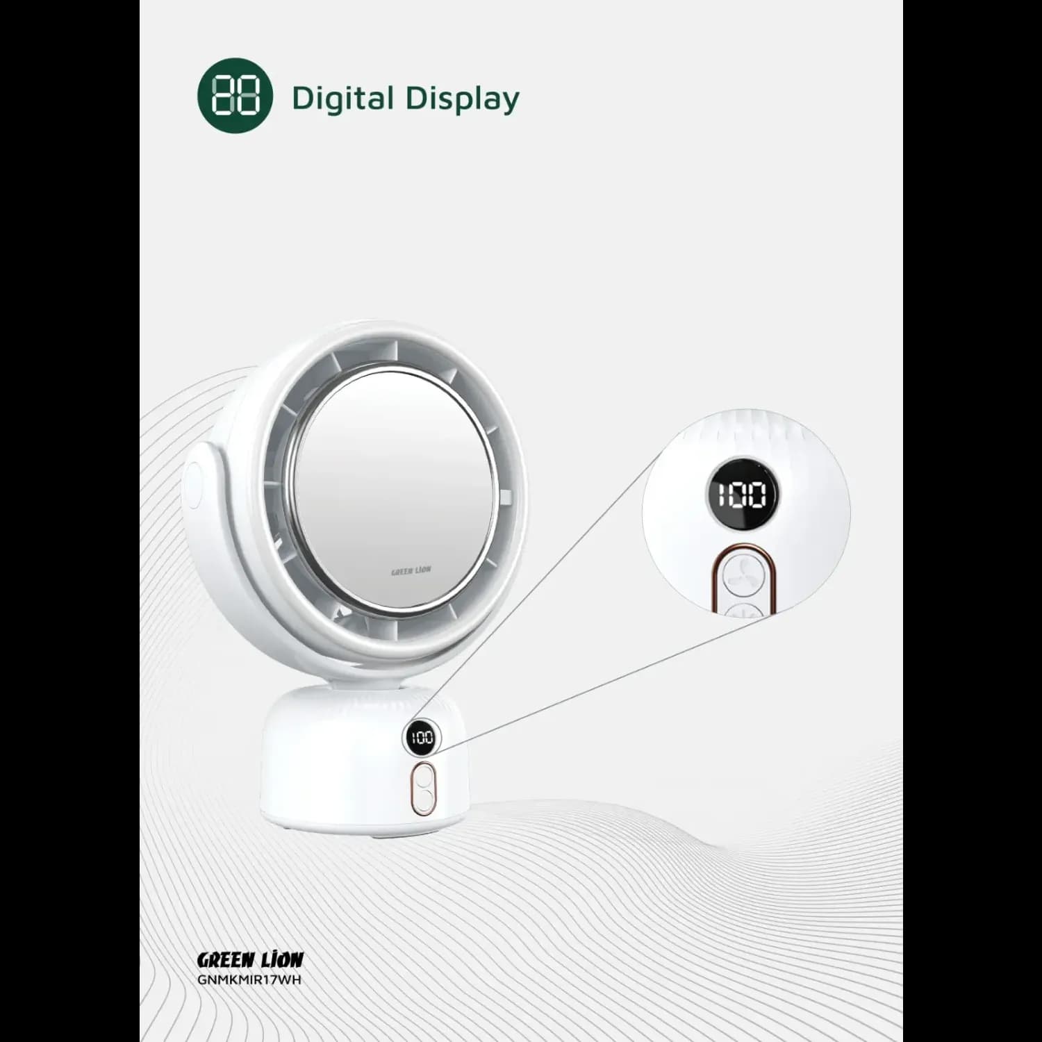 GREEN LION Makeup Mirror Fan - 11H Battery, White 4