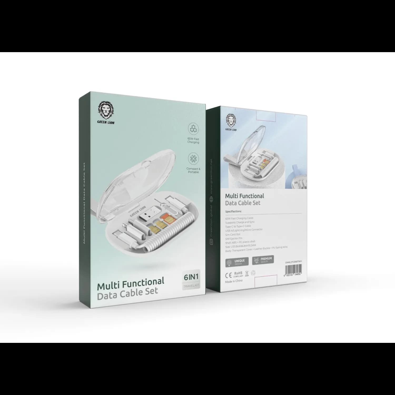 Green Lion Multifunctional Data Cable Set - 65W Fast Charging, White 2