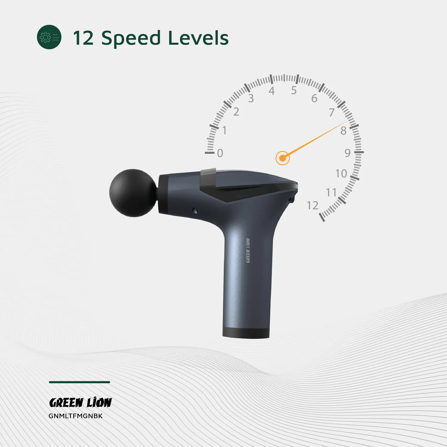Green Lion Massage Gun - 12 Speeds, Black 4