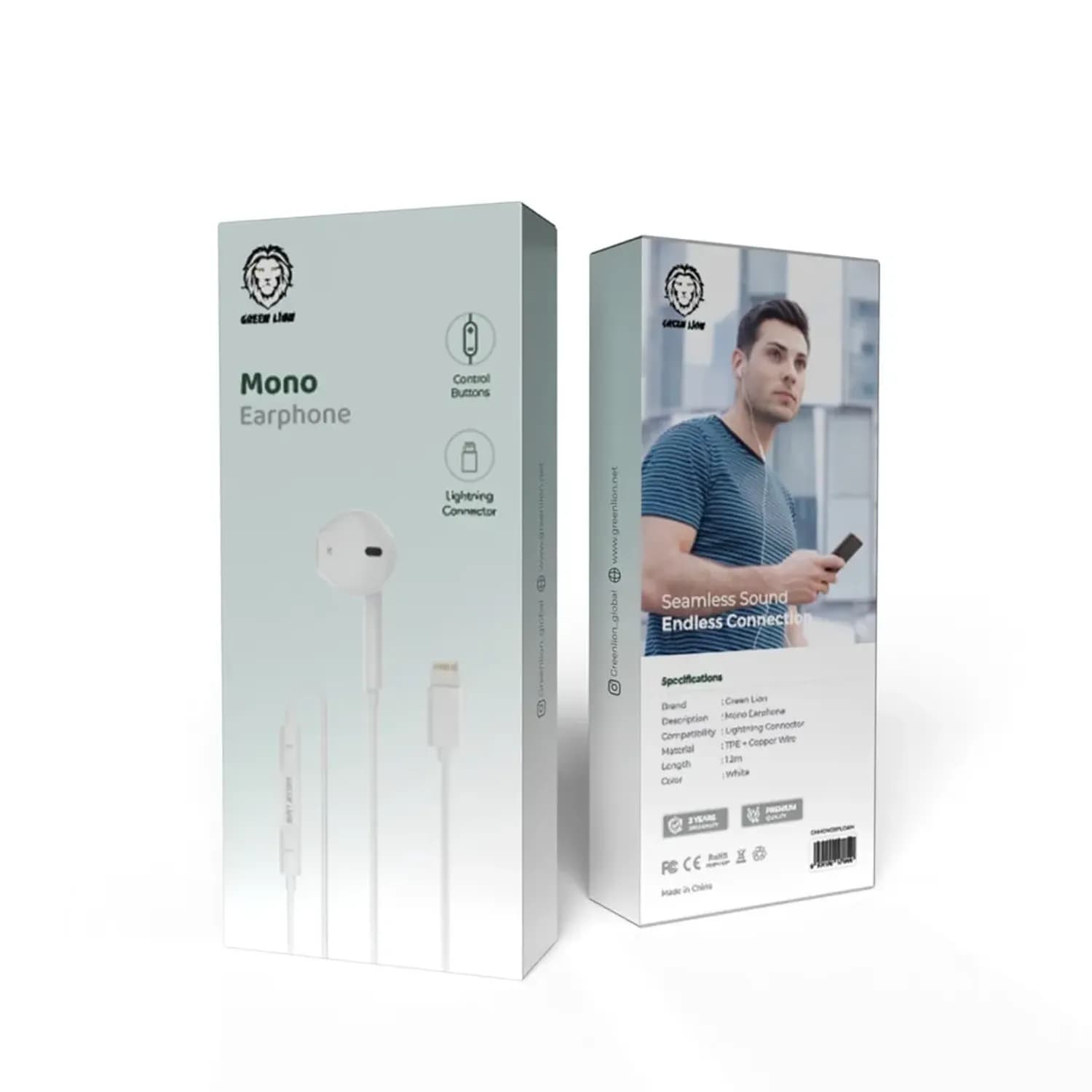 Green Lion Mono Earphone - Lightning Connector, White 2