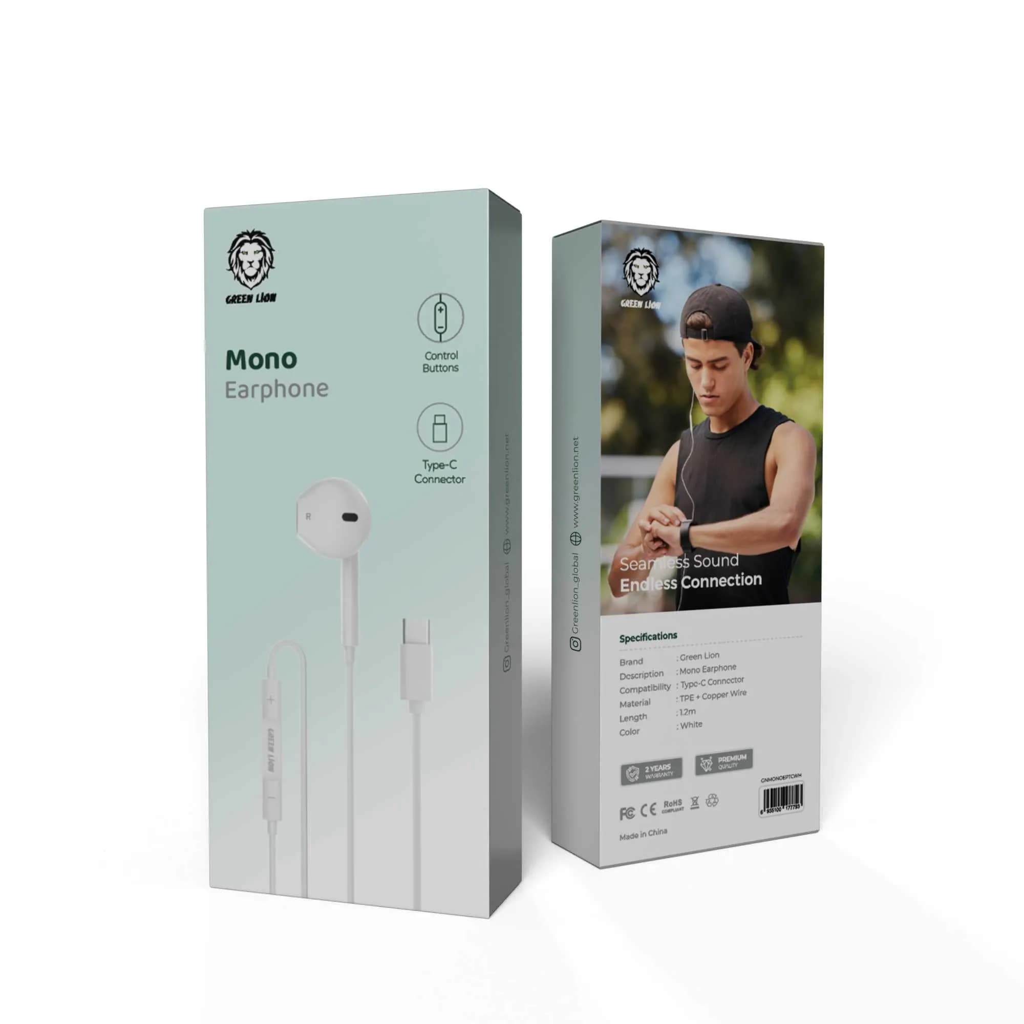 Green Lion Earphone GNMONOEPTCWH - Mono, Type-C, White 1 Green Lion Earphone GNMONOEPTCWH - Mono, Type-C, White 1