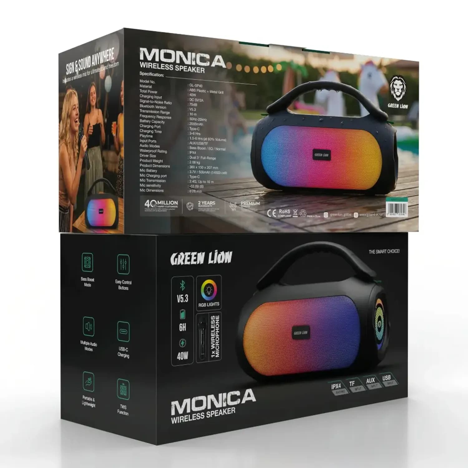 Green Lion Wireless Speaker Monica - With Mic, Black 4
