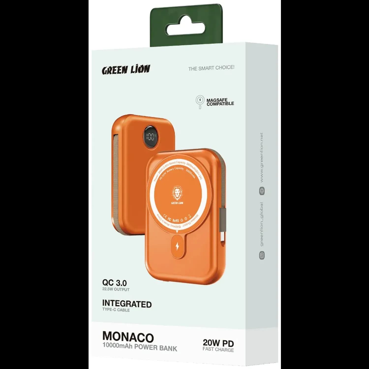 Green Lion Power Bank Monaco - 10000mAh MagSafe, Orange — Orange 3