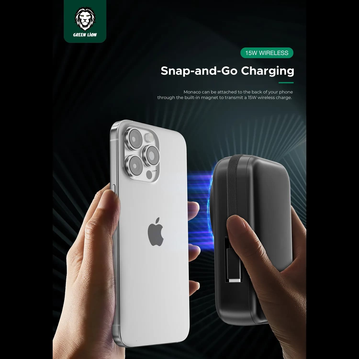 Green Lion Power Bank Monaco - 20000mAh MagSafe, Black 5