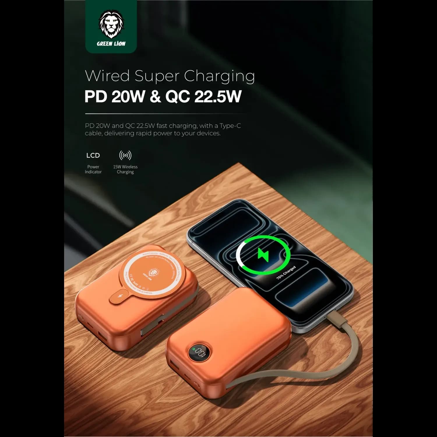 GREEN LION Power Bank Monaco - 20000mAh MagSafe, Orange — Orange 3