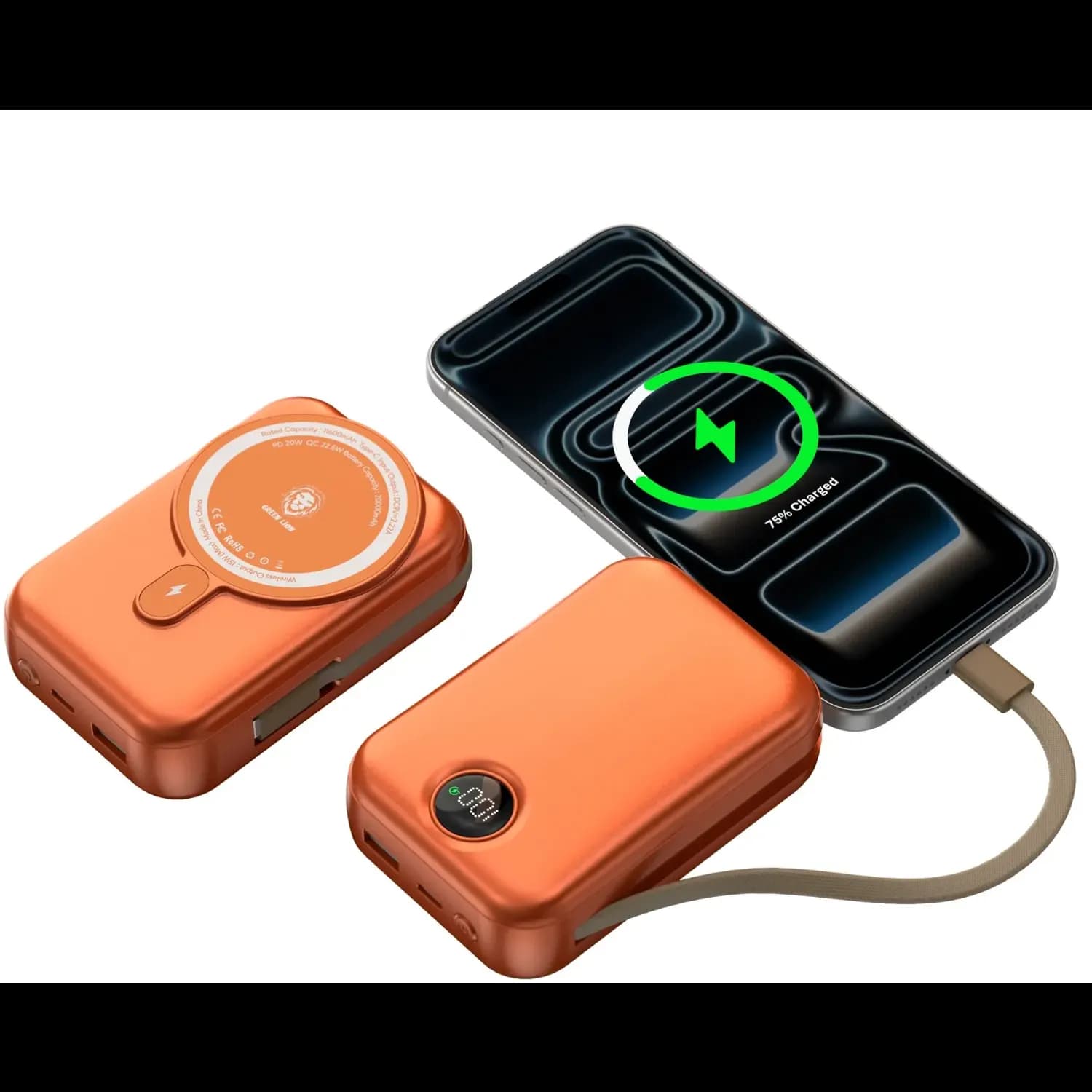 GREEN LION Power Bank Monaco - 20000mAh MagSafe, Orange — Orange 5