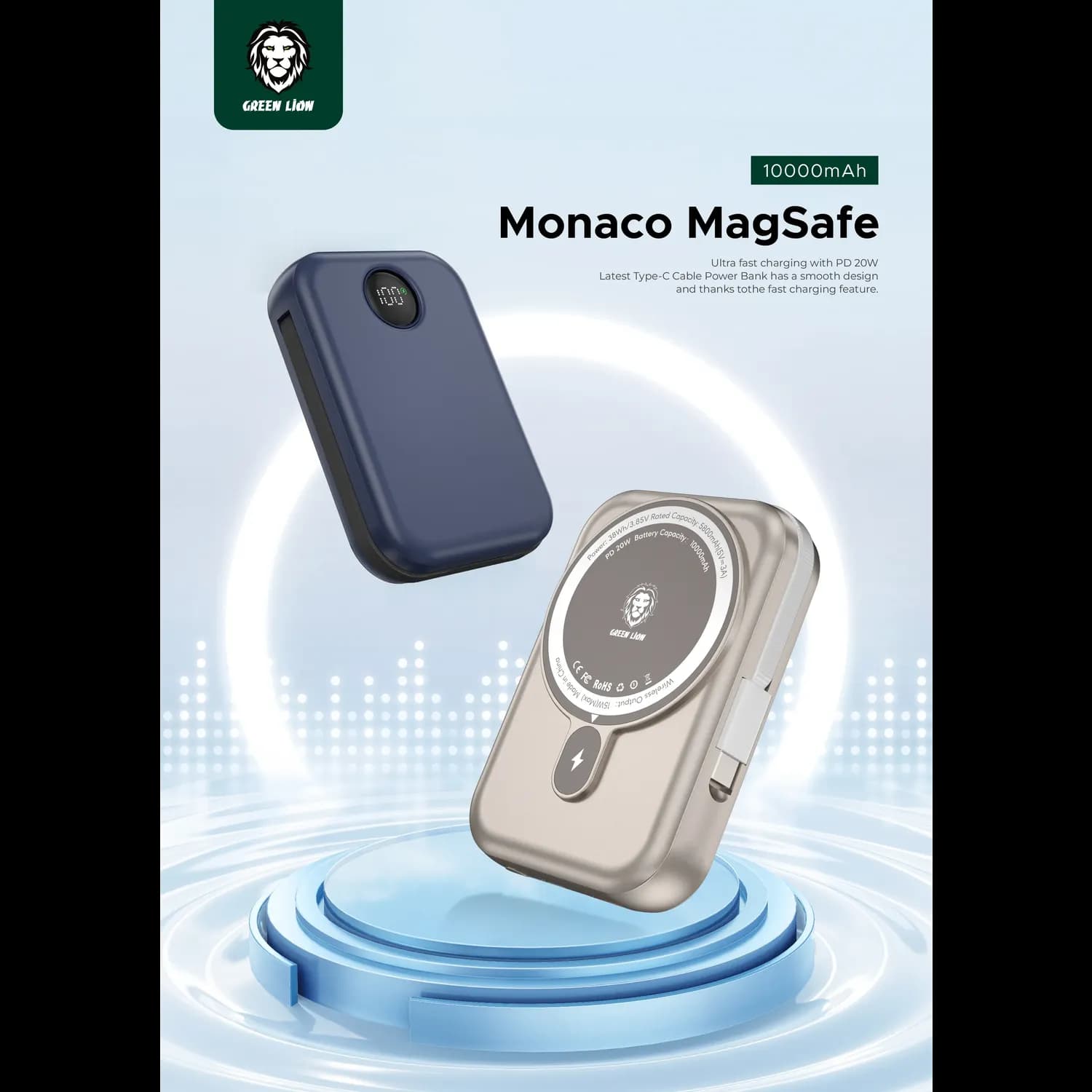Green Lion Power Bank Monaco - 20000mAh MagSafe, Titanium 3