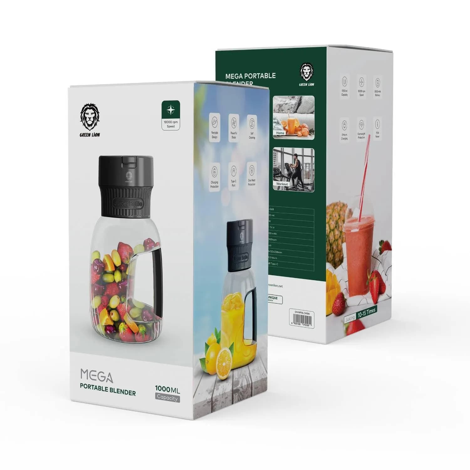 Green Lion Portable Blender - 1000ml, Black 2