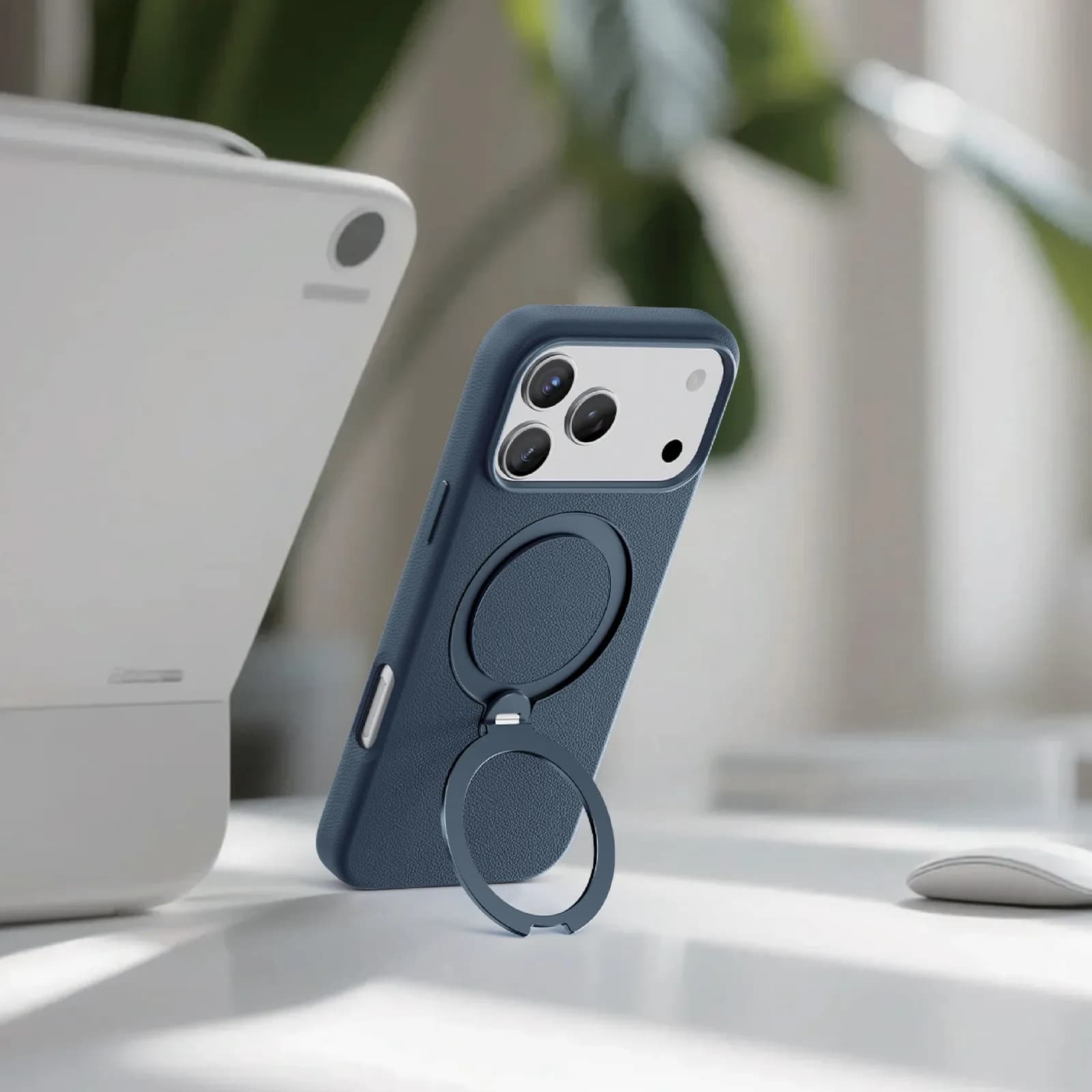 Green Lion Minster Leather MagSafe with Foldable Stand Design for iPho - Blue 3
