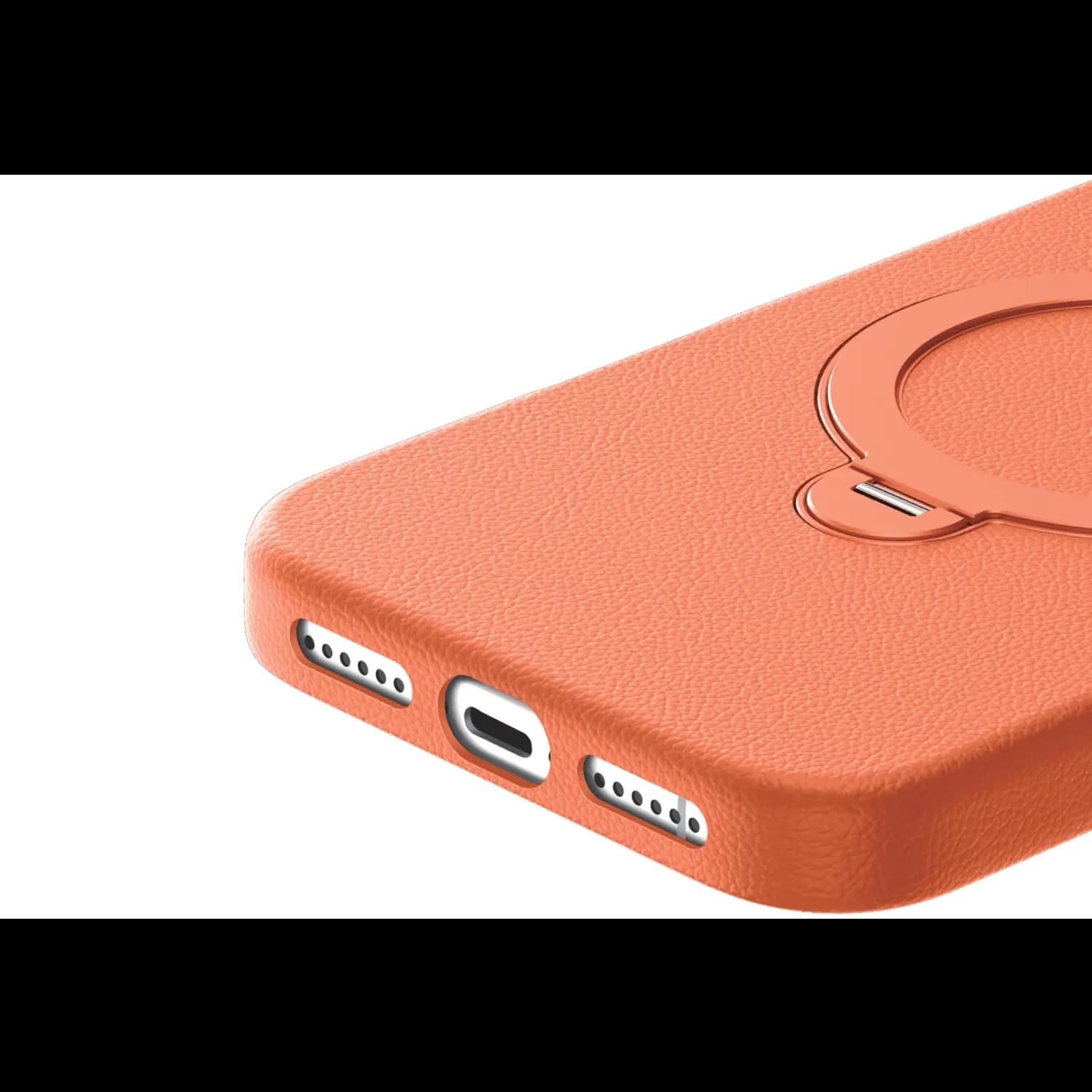 Green Lion Leather Case iPhone 17 Pro - Foldable Stand, Orange 4