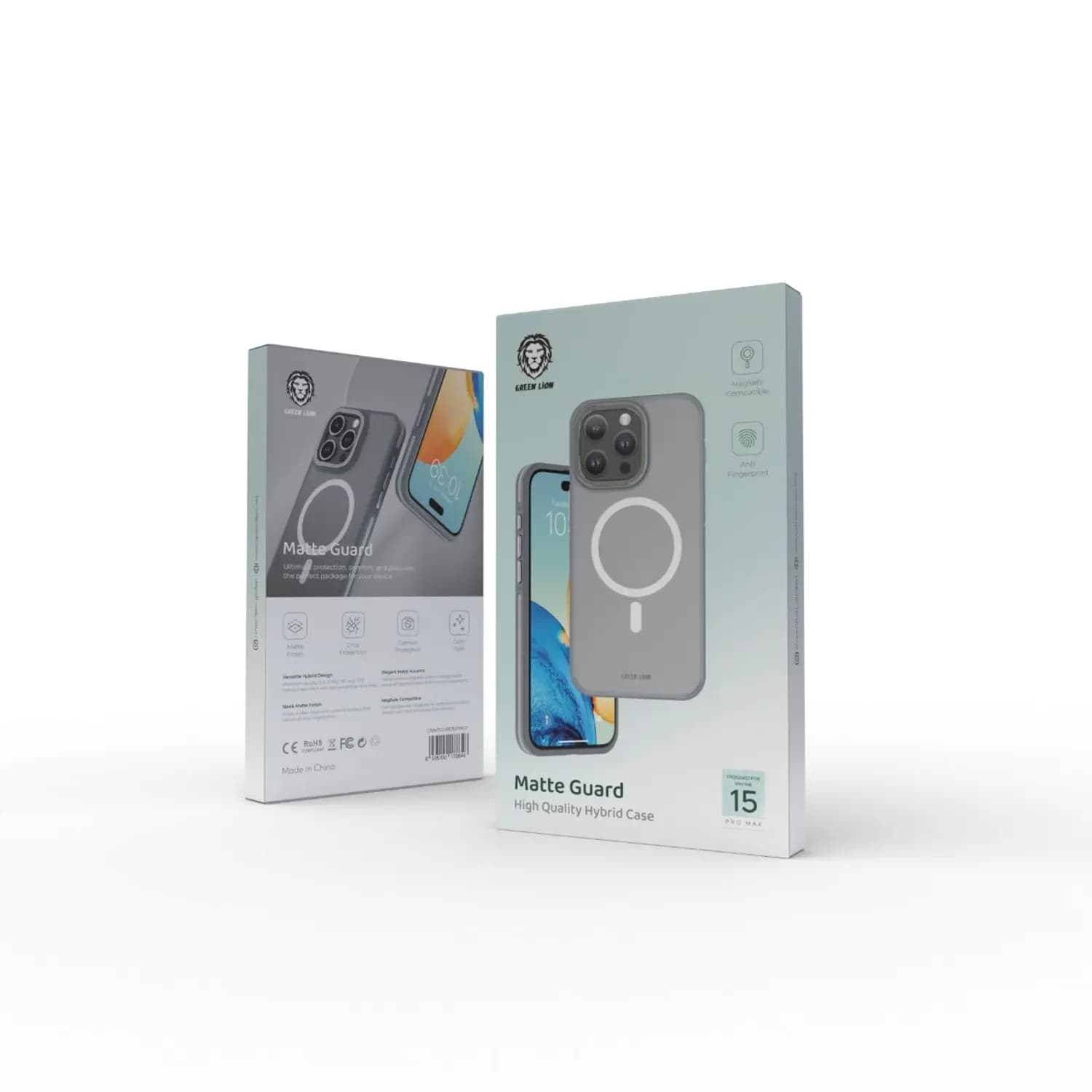 Green Lion Matte Guard for iPhone 15 Pro Max - Gray