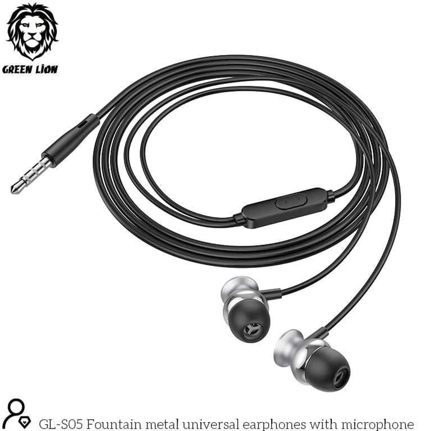 Green Lion Earphones GNMTLEAR - Hi-Fi Audio, Built-In Mic, Black 2
