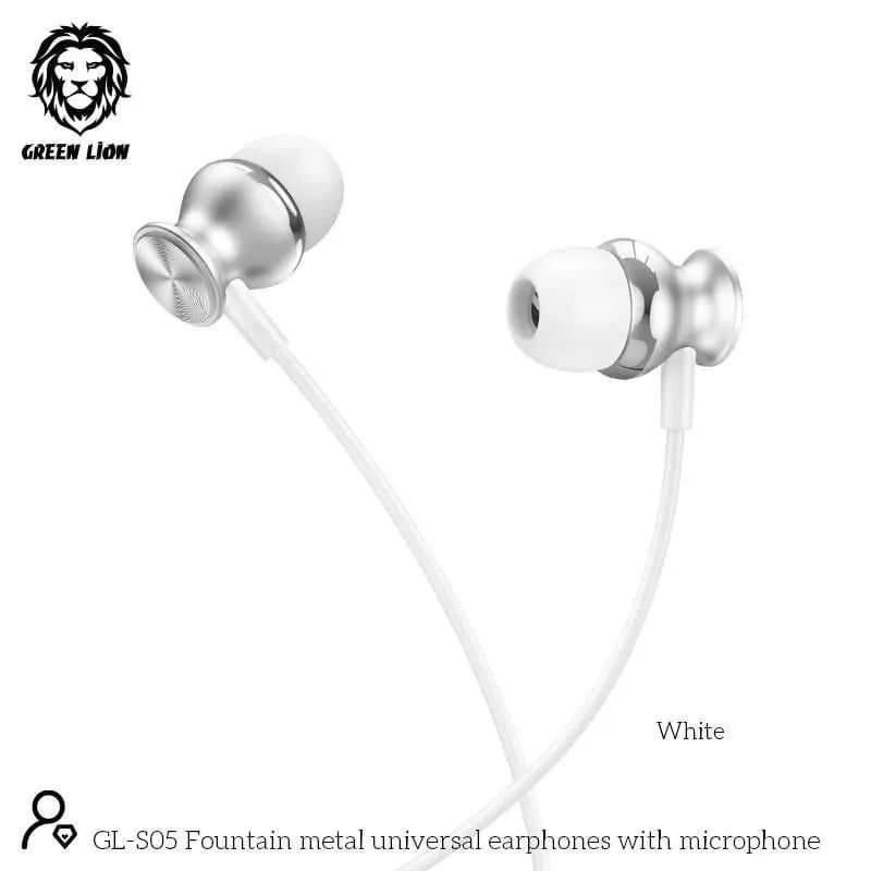 Exceptional Sound and Durability: Green Lion Metal Earphone - White 4