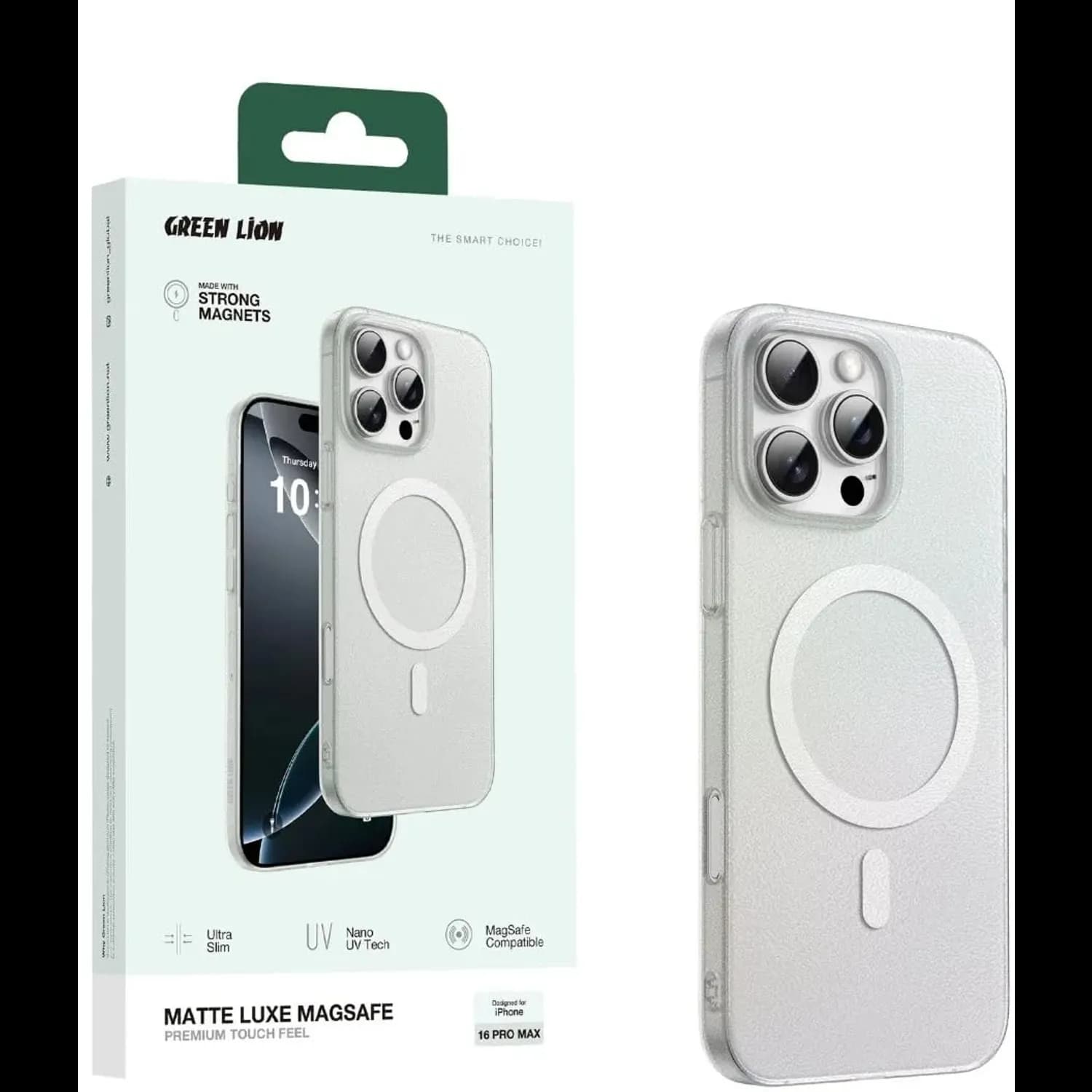 Green Lion Matte Luxe Case iPhone 16 Pro Max - White Green Lion Matte Luxe Case iPhone 16 Pro Max - White