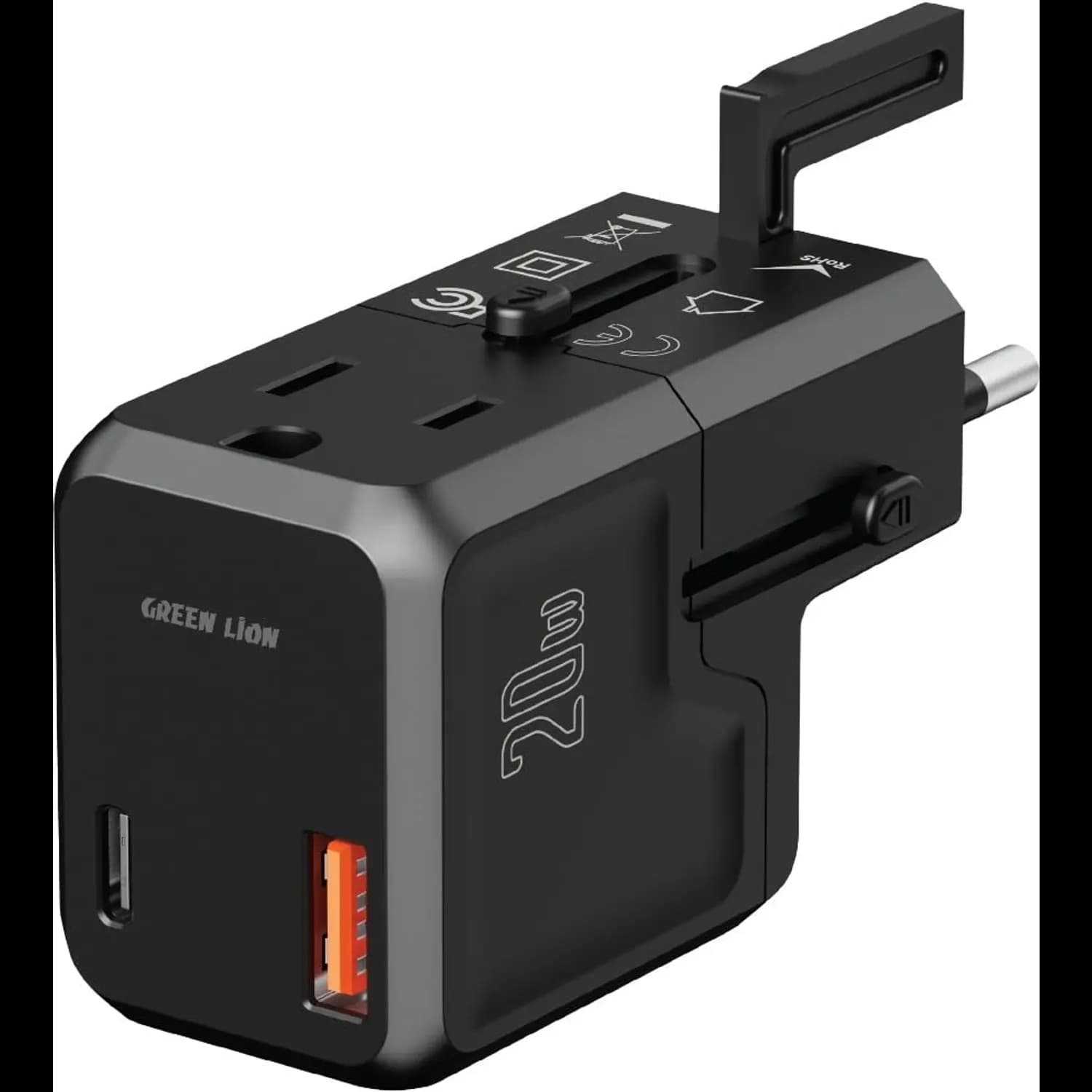 Green Lion Travel Adapter - 20W PD Fast Charging, Black 1 Green Lion Travel Adapter - 20W PD Fast Charging, Black 1