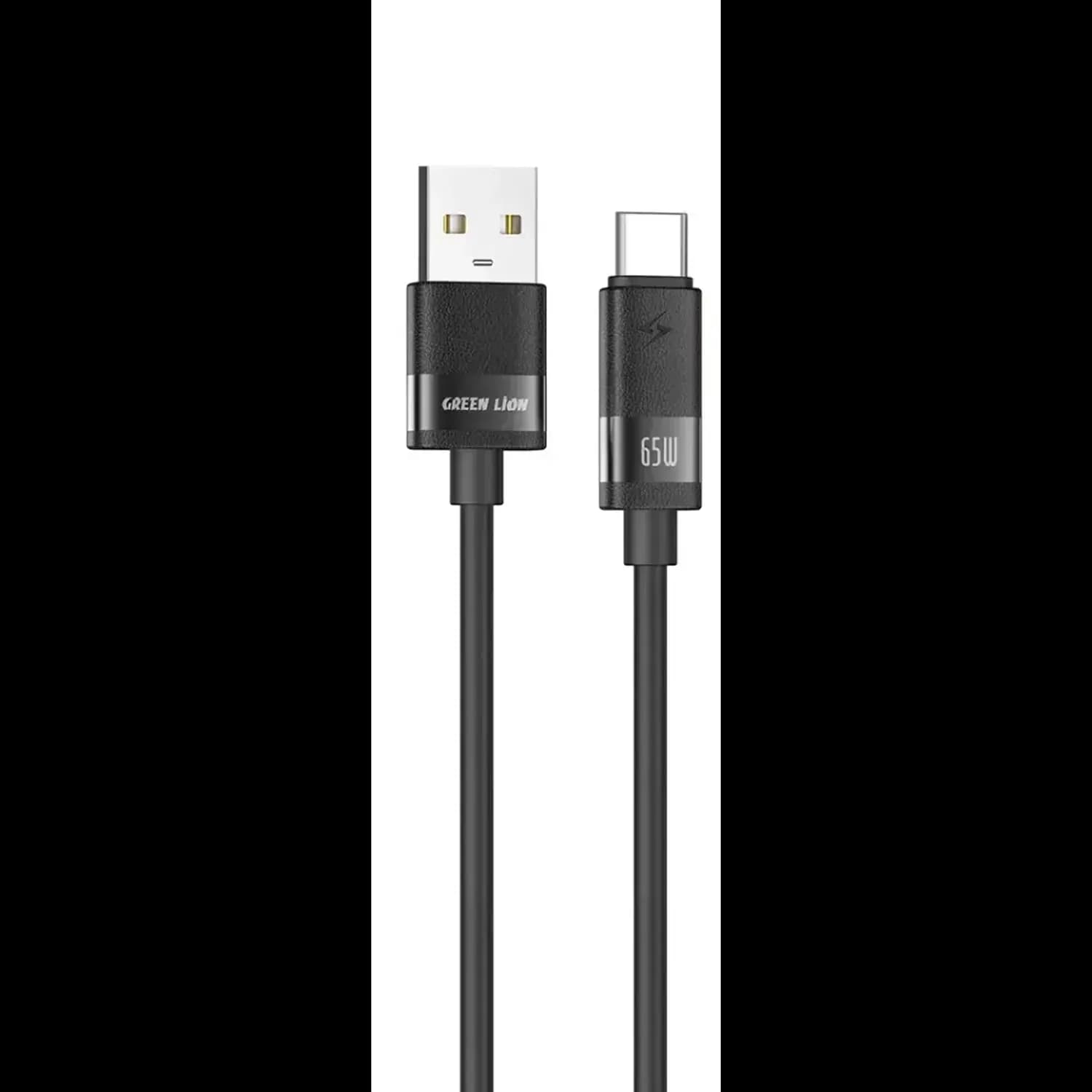 Green Lion Charging Cable - 65W Fast Charge, Black