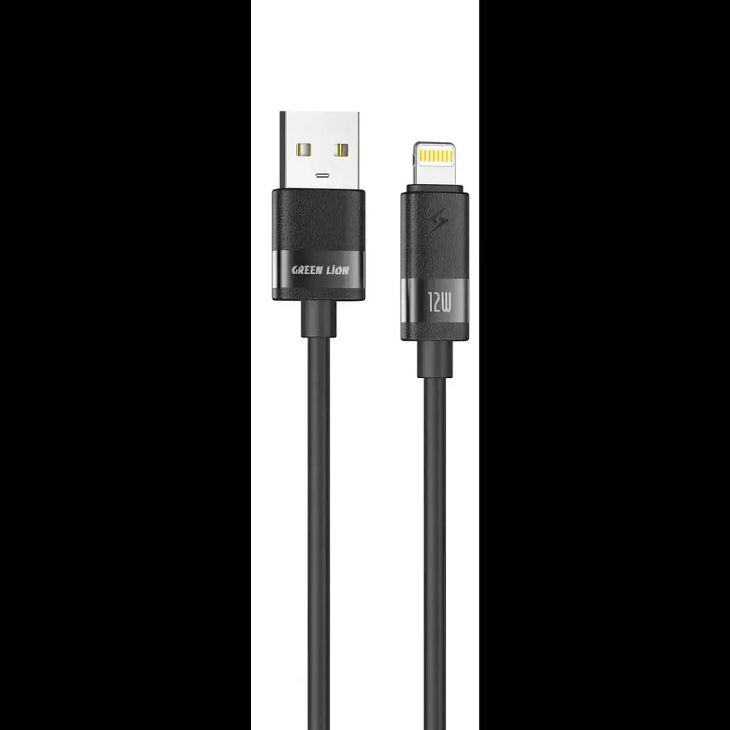 Green Lion Charging Cable USB-A to Lightning - 65W Fast Charge, Black