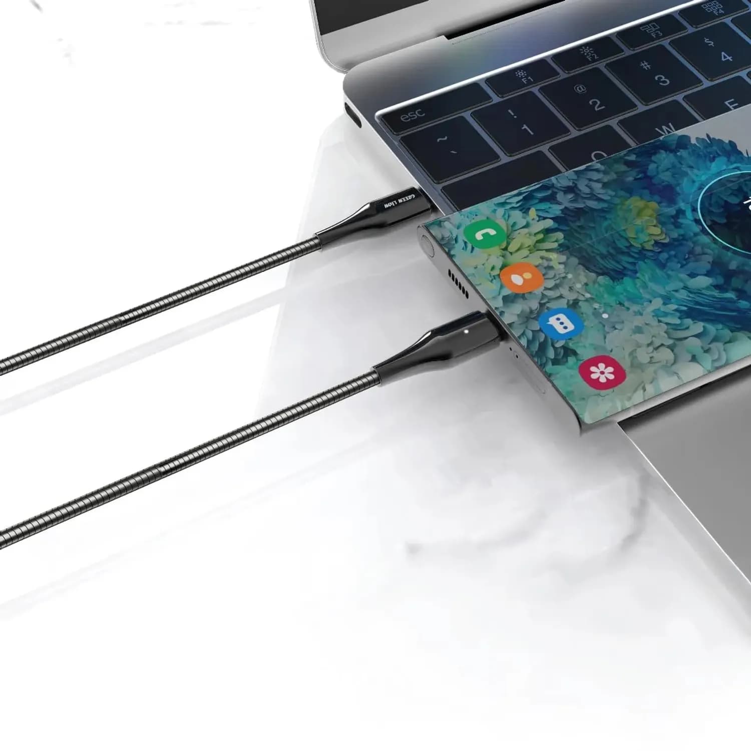 Green Lion USB-C Cable - 1M, 60W Fast Charge, LED Light 2