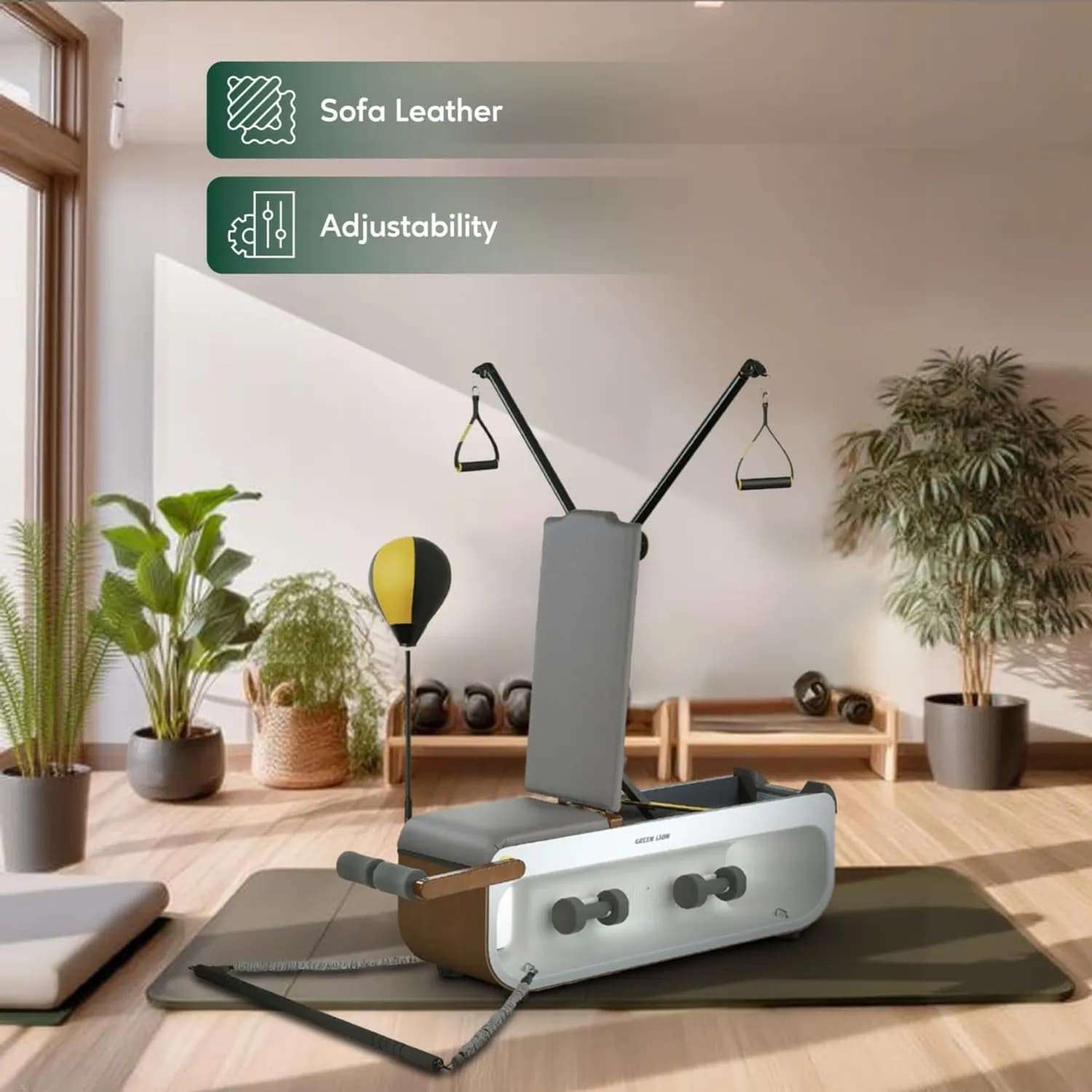 Green Lion Multifunctional Fitness Bench - Sofa Leather, Grey 2