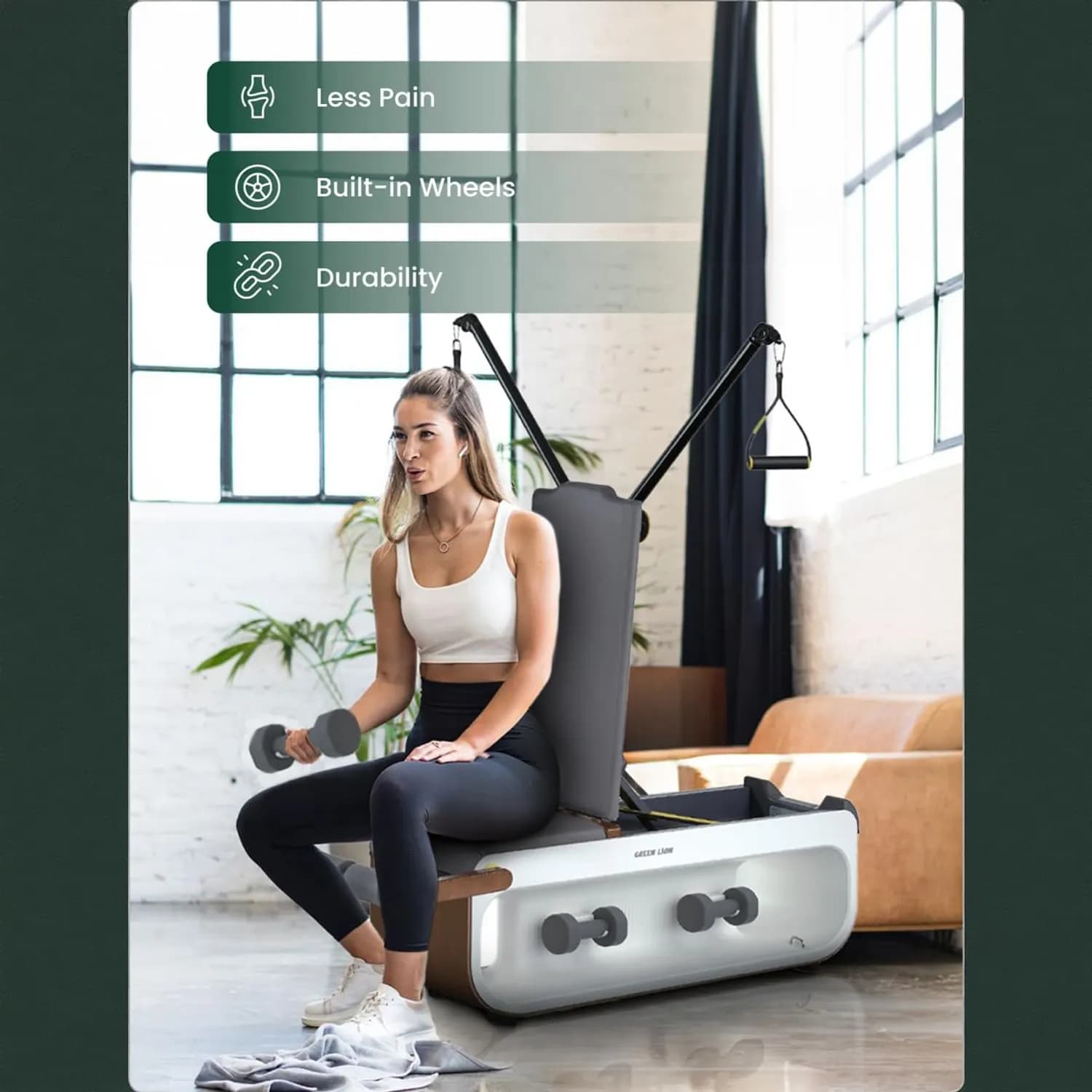 Green Lion Multifunctional Fitness Bench - Sofa Leather, Grey 3
