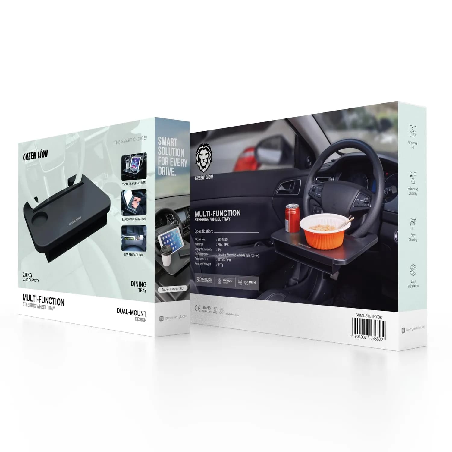 Green Lion Steering Wheel Tray - Multi-Function, Black 5