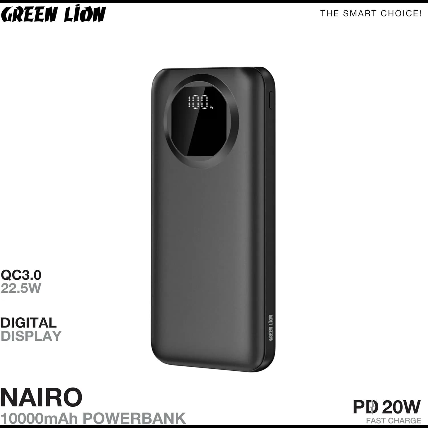 Green Lion Power Bank Nairo - 10000mAh, PD 20W, Black 3
