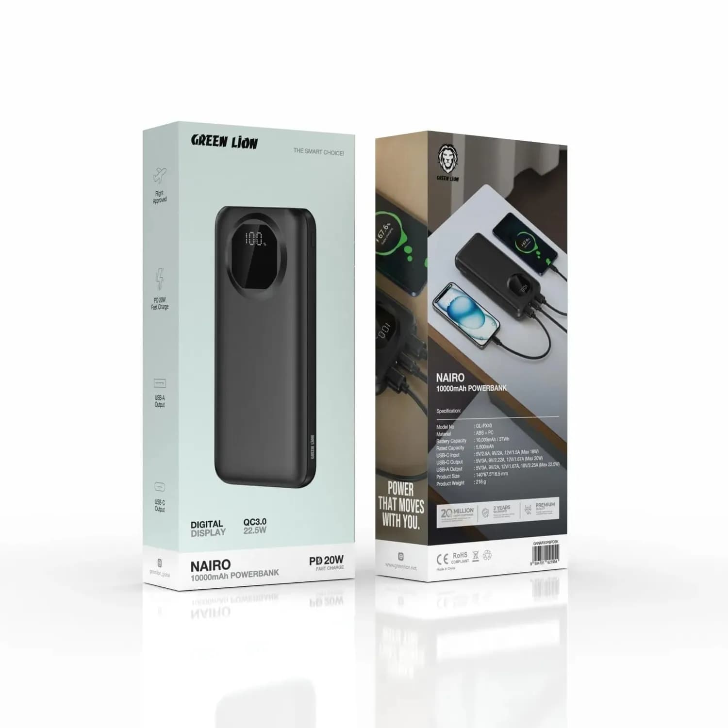 Green Lion Power Bank Nairo 20000mAh - Slim, Flight Approved, Black 3