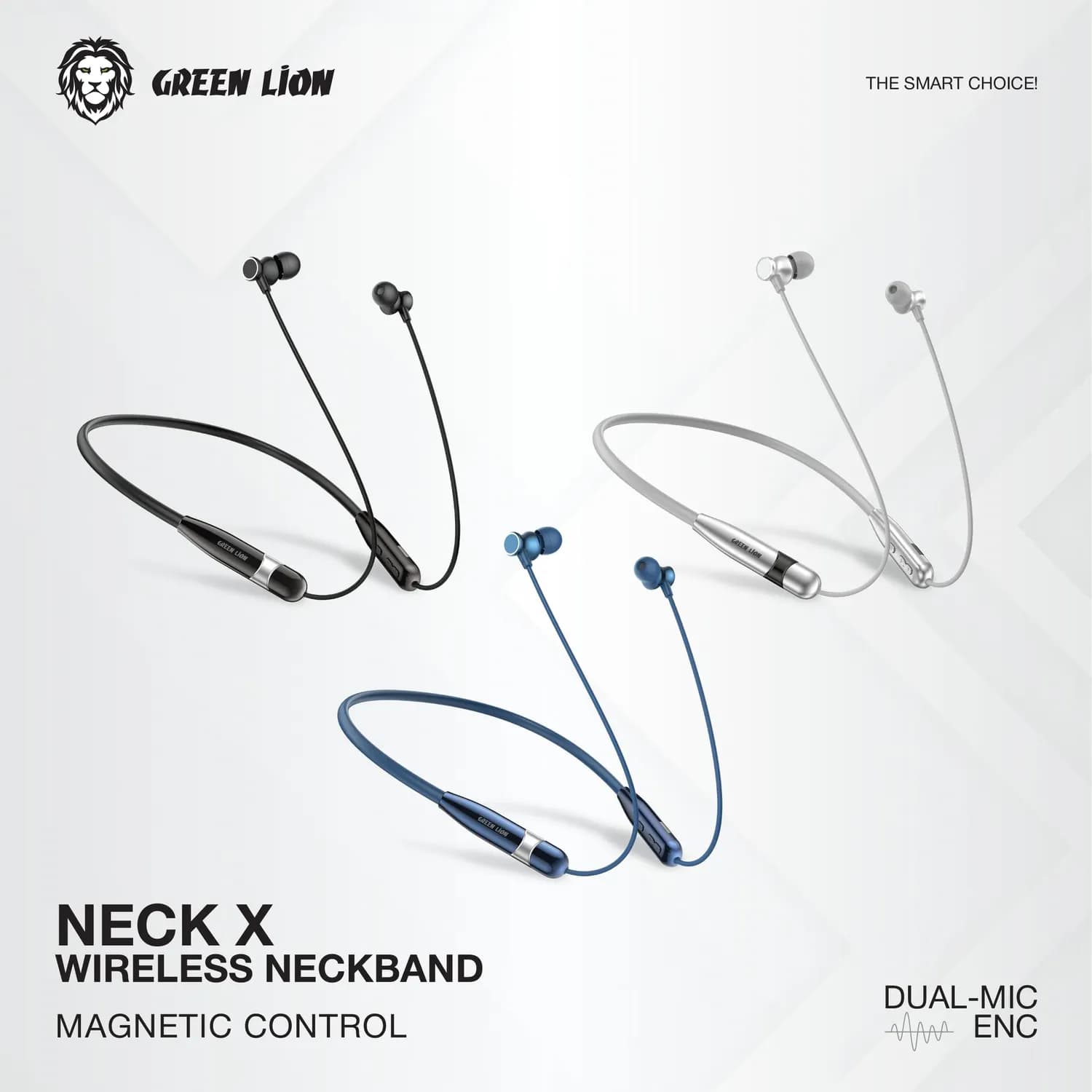 Green Lion Neck X Wireless ENC Neckband Headphone - Blue — Silver 4