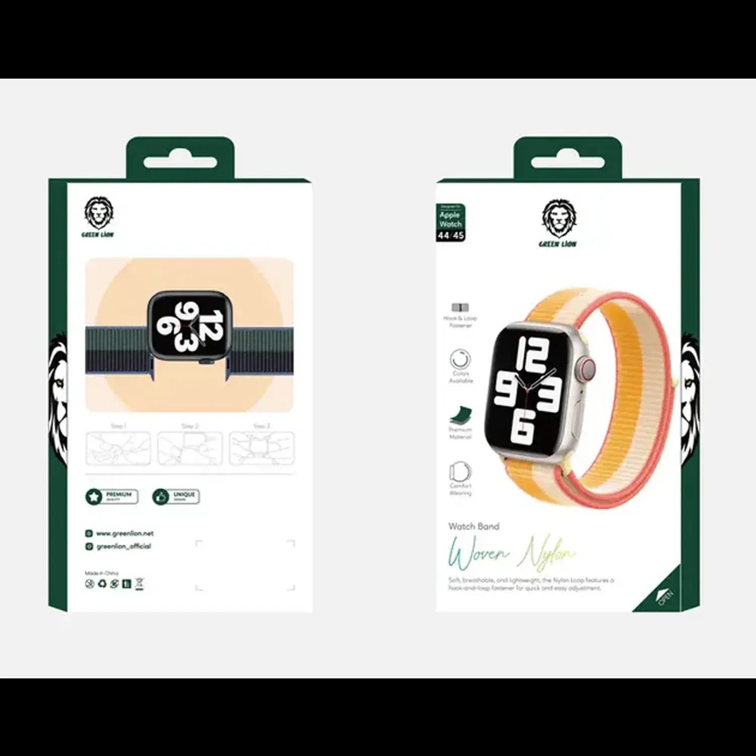 Green Lion Sport Loop Watch Strap - Millet Beige with White 3