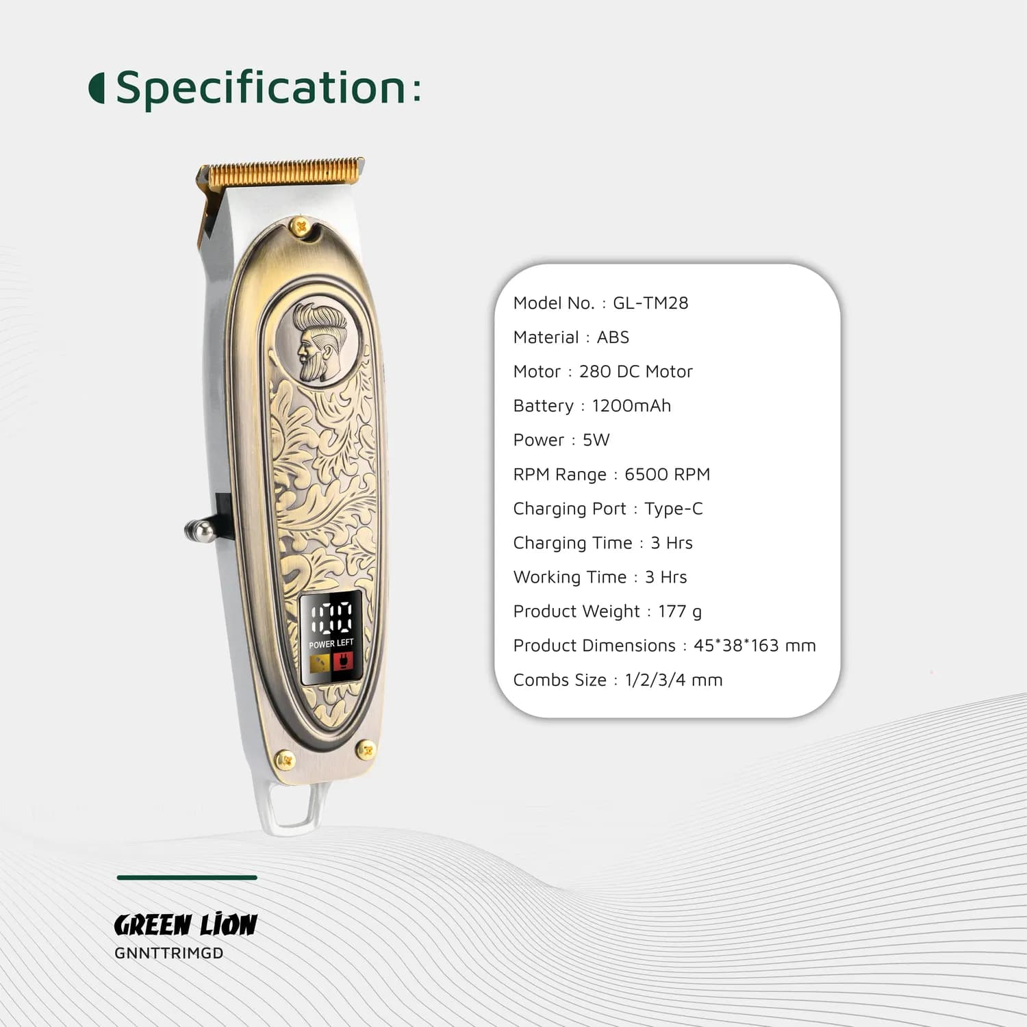Green Lion Sensitive Area Trimmer - IPX5 Waterproof, LED Light 5