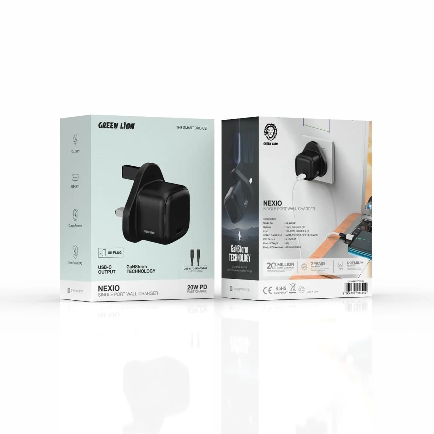 Green Lion Charger NEXIO - 20W PD USB-C, Black 5