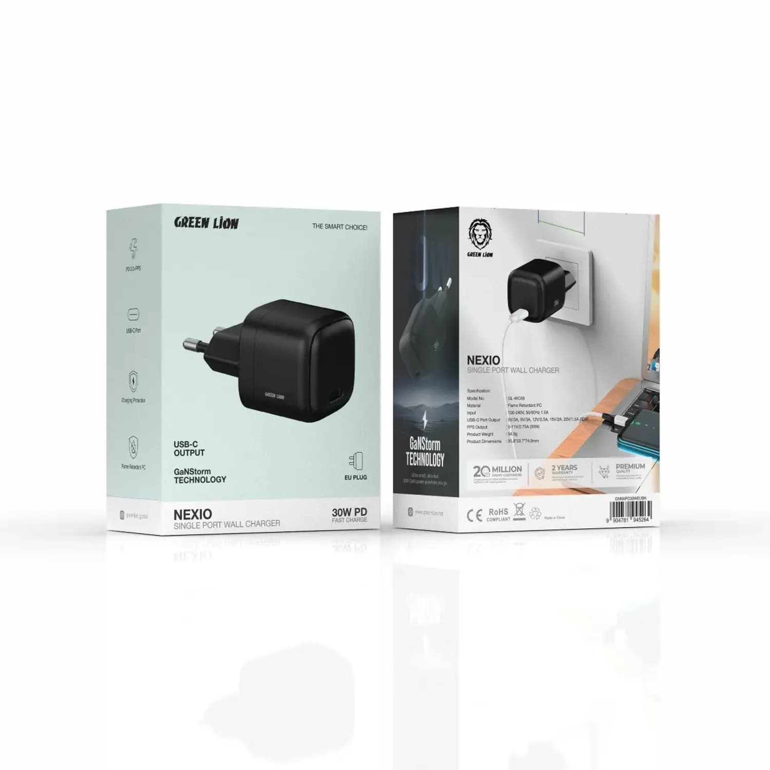 Green Lion Wall Charger Nexio - 30W EU Plug, Black 3