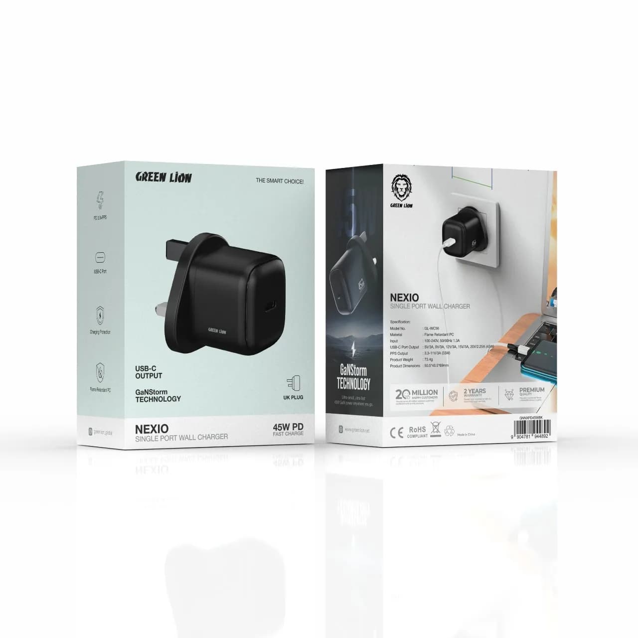 Green Lion Wall Charger Nexio GNNXPD45WBK - 45W UK Plug, Black 3